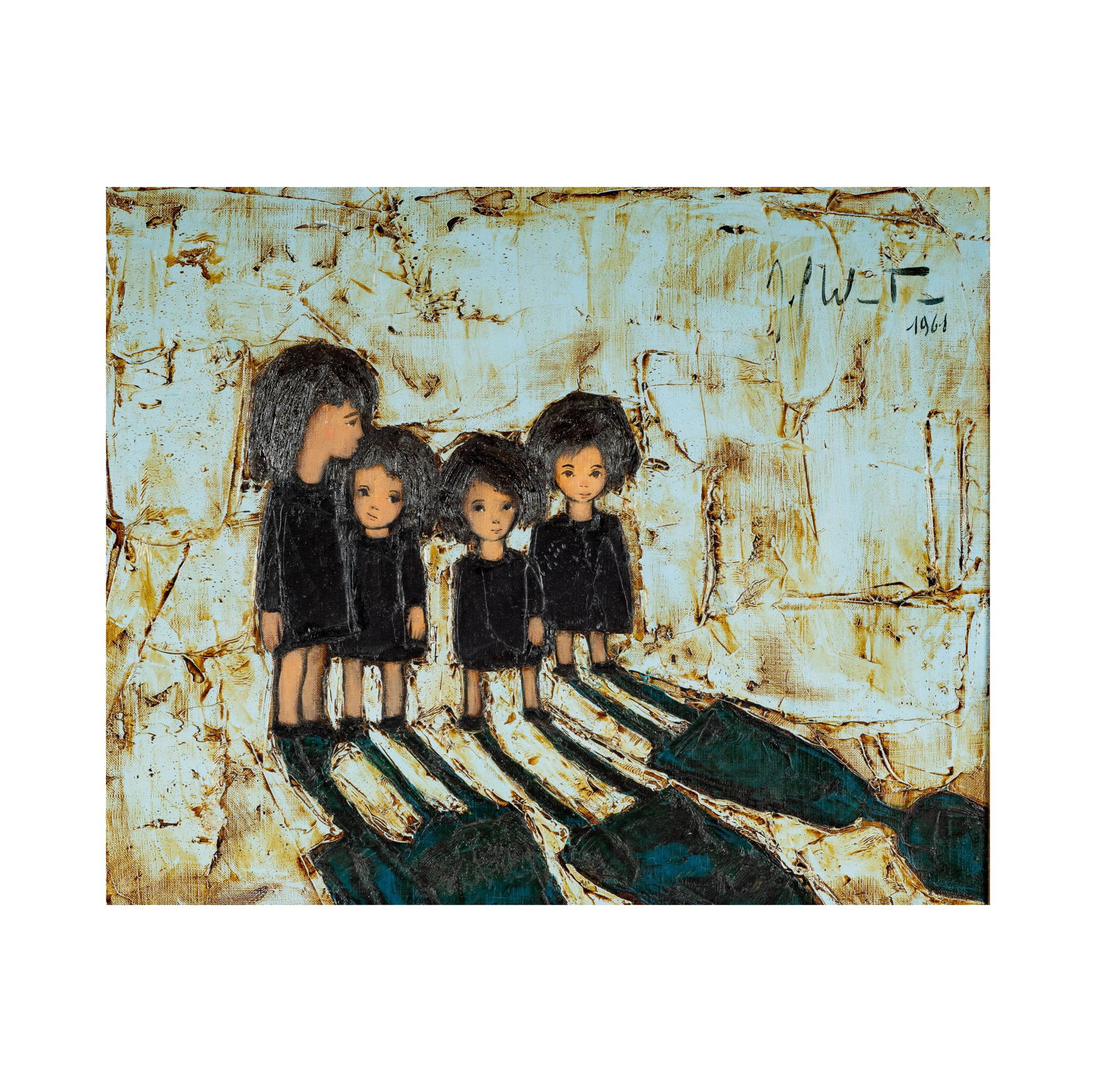 Jef Wauters, 1927-2013, Four Girls: oil on canvas 1961, signed and dated, 19 3/4 x 24 in. (50.2 x 61 cm.),