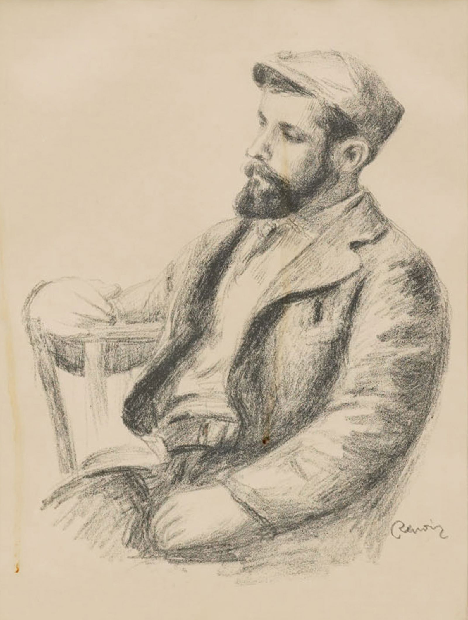 After Pierre Auguste Renoir (1841 - 1919), Portrait of Louis Valtat: lithograph on wove paper, signed in the plate lower right, Sight: 14 x 10 1/4 in., Frame: 21 1/2 x 17 1/2 in.