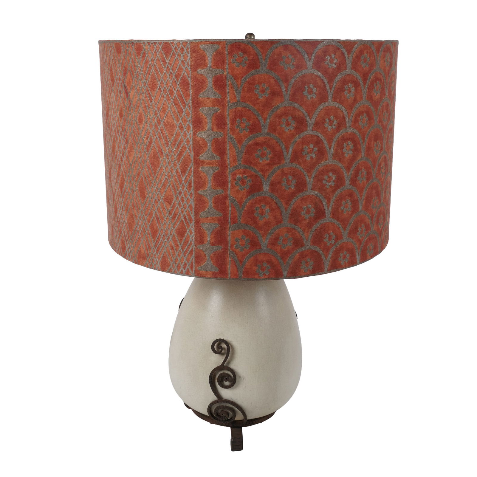 Forian Table Lamp with Fortuny Shade: 1920's, Overall: 21 1/2 x 15 1/2 in.