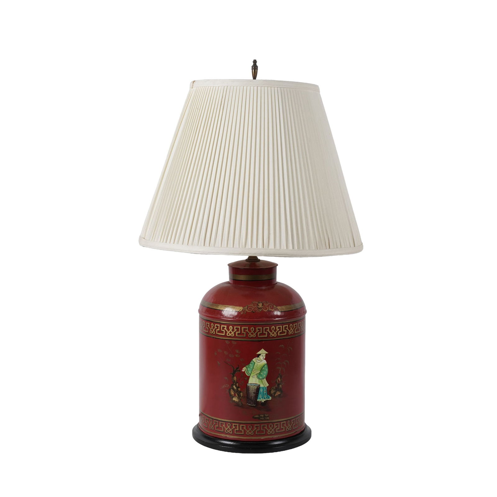 English Painted Tole Tea Canister as a Lamp: electrified