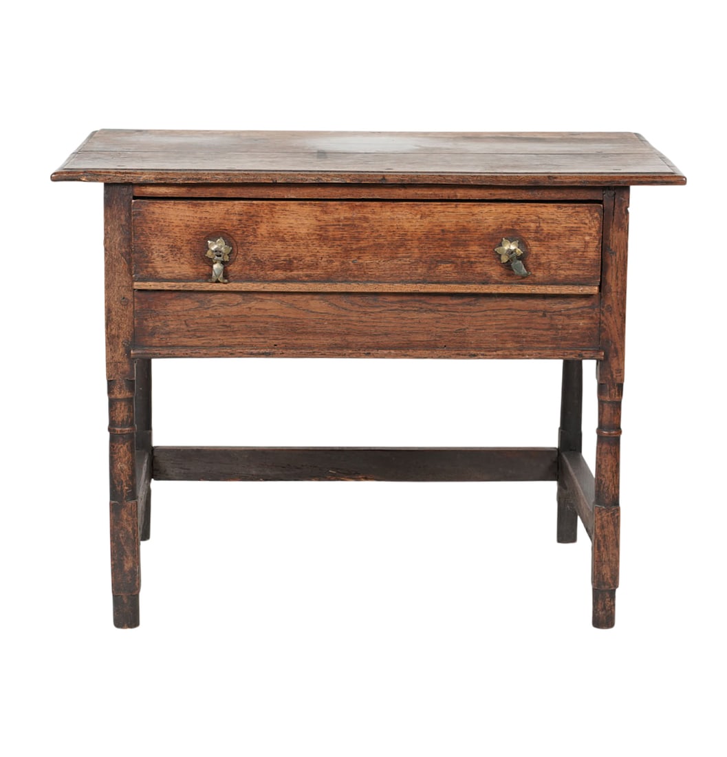 Antique English Oak Side Table with Drawer (1 of 9)