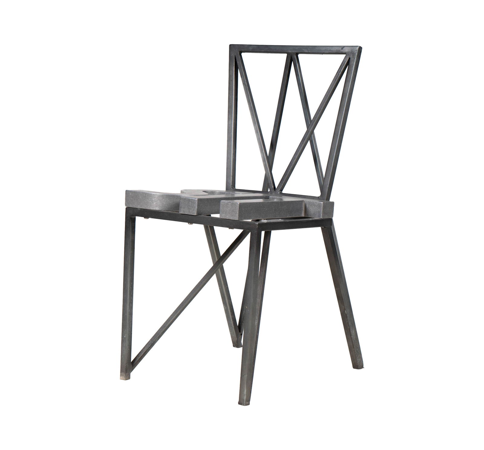 David Gale, 20th Century, Chair: 1991, aluminum, signed, numbered 2-8, and dated 3.23.91 to metal label 31 x 15 1/4 x 18 1/2 in. (78.7 x 38.7 x 47 cm.)
