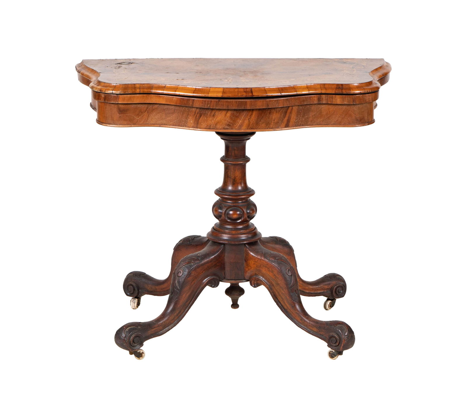 A Victorian Inlaid Burl Walnut Game Table (1 of 17)