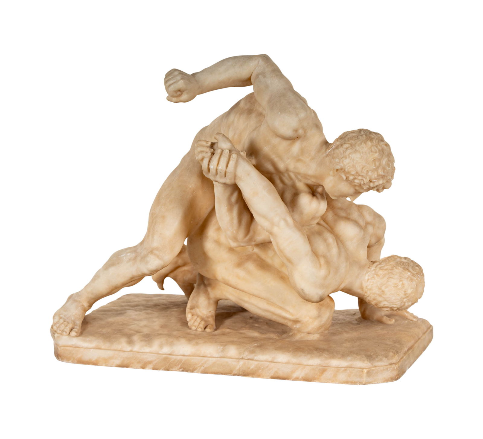 An Italian Carved Marble Sculpture of the Uffizi Wrestlers: after the antique, 19th century, unsigned, 16 x 14 x 11 in.