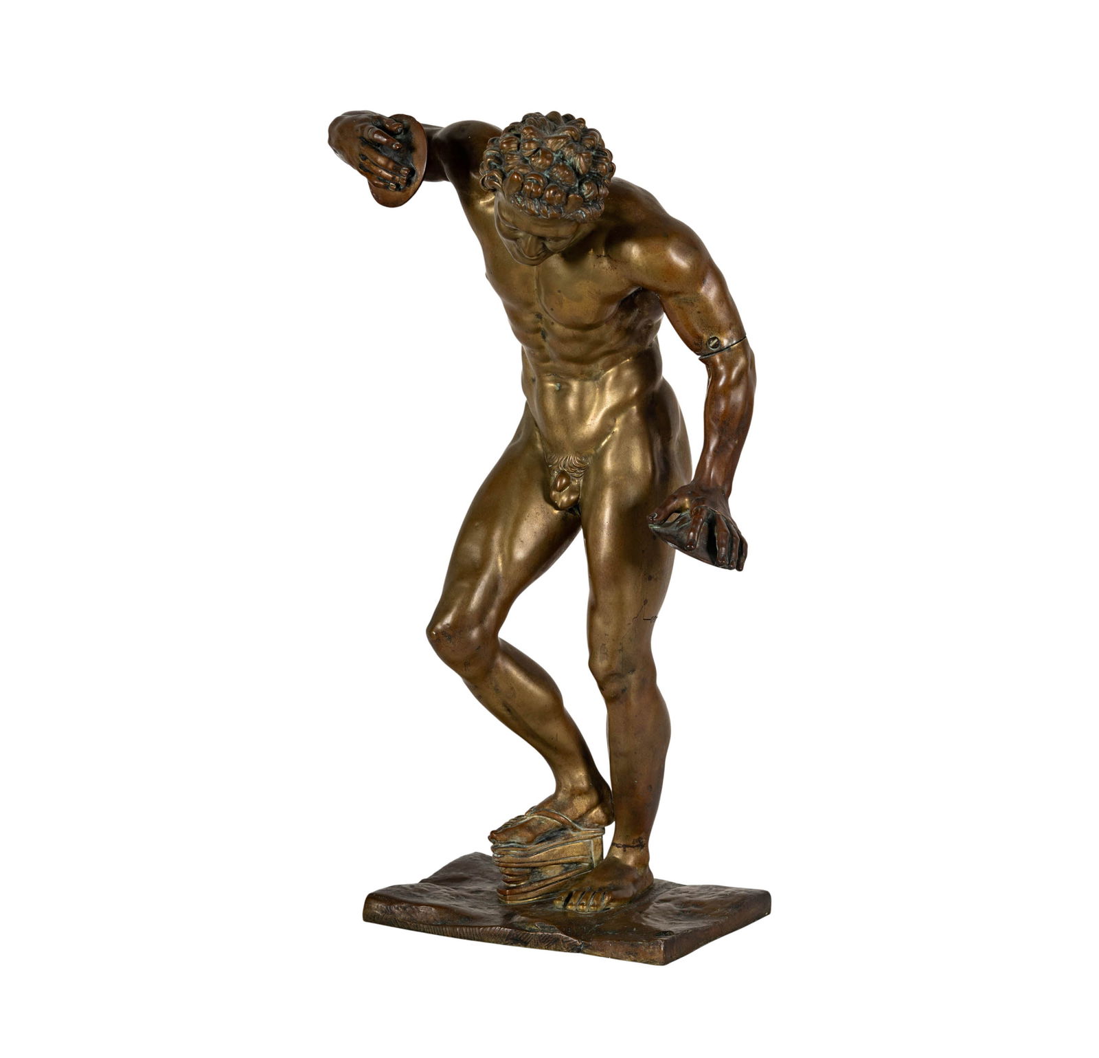 After Massimiliano Soldani Benzi (1656 - 1740): Dancing Faun: 19th century, 21 1/2 x 12 x 9 in.