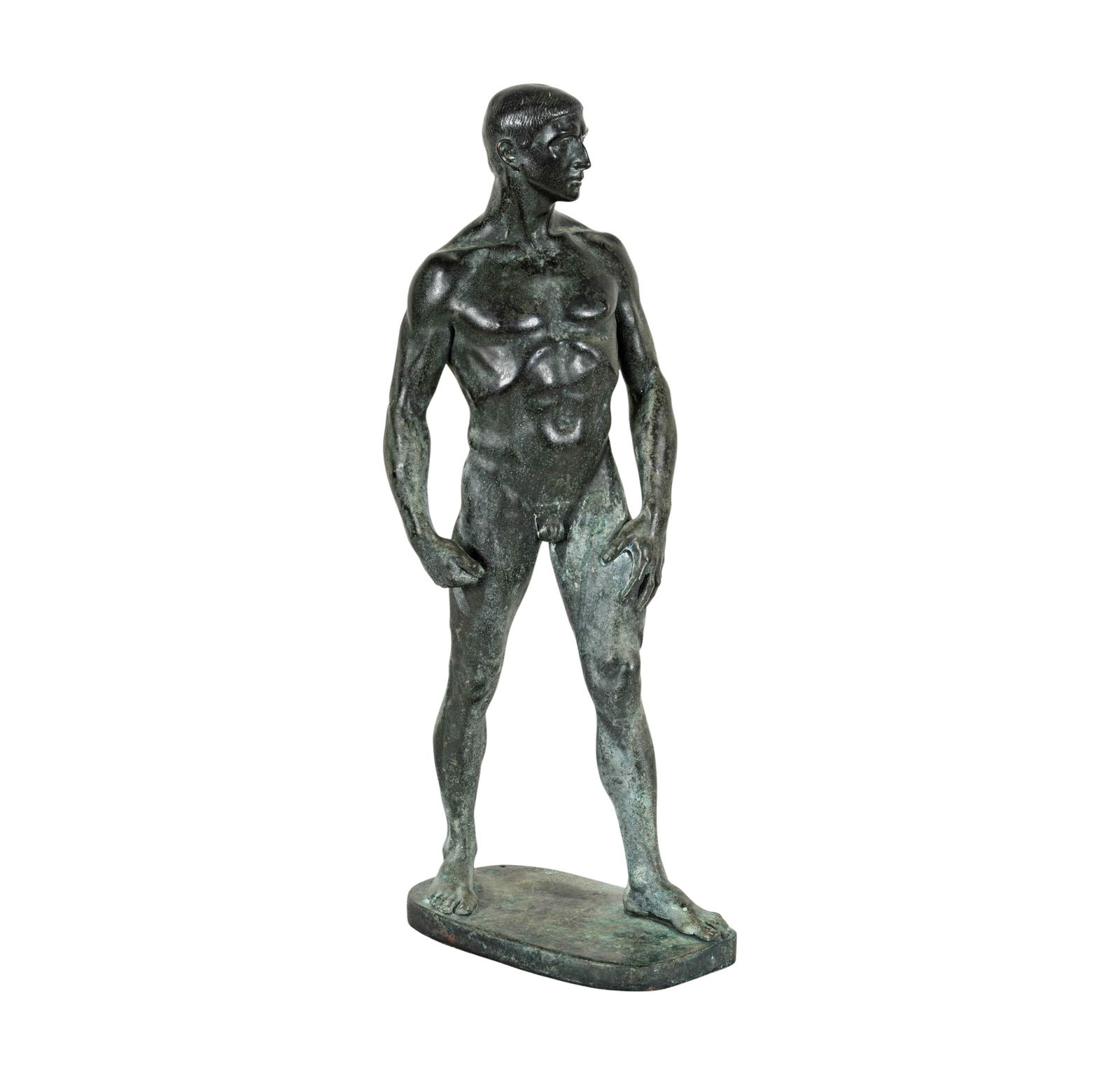 Rudolph Kaesbach (1873-1955): Male Nude: 1942, signed, dated and inscribed "Berlin" in casting, 19 3/4 x 6 x 6 in.