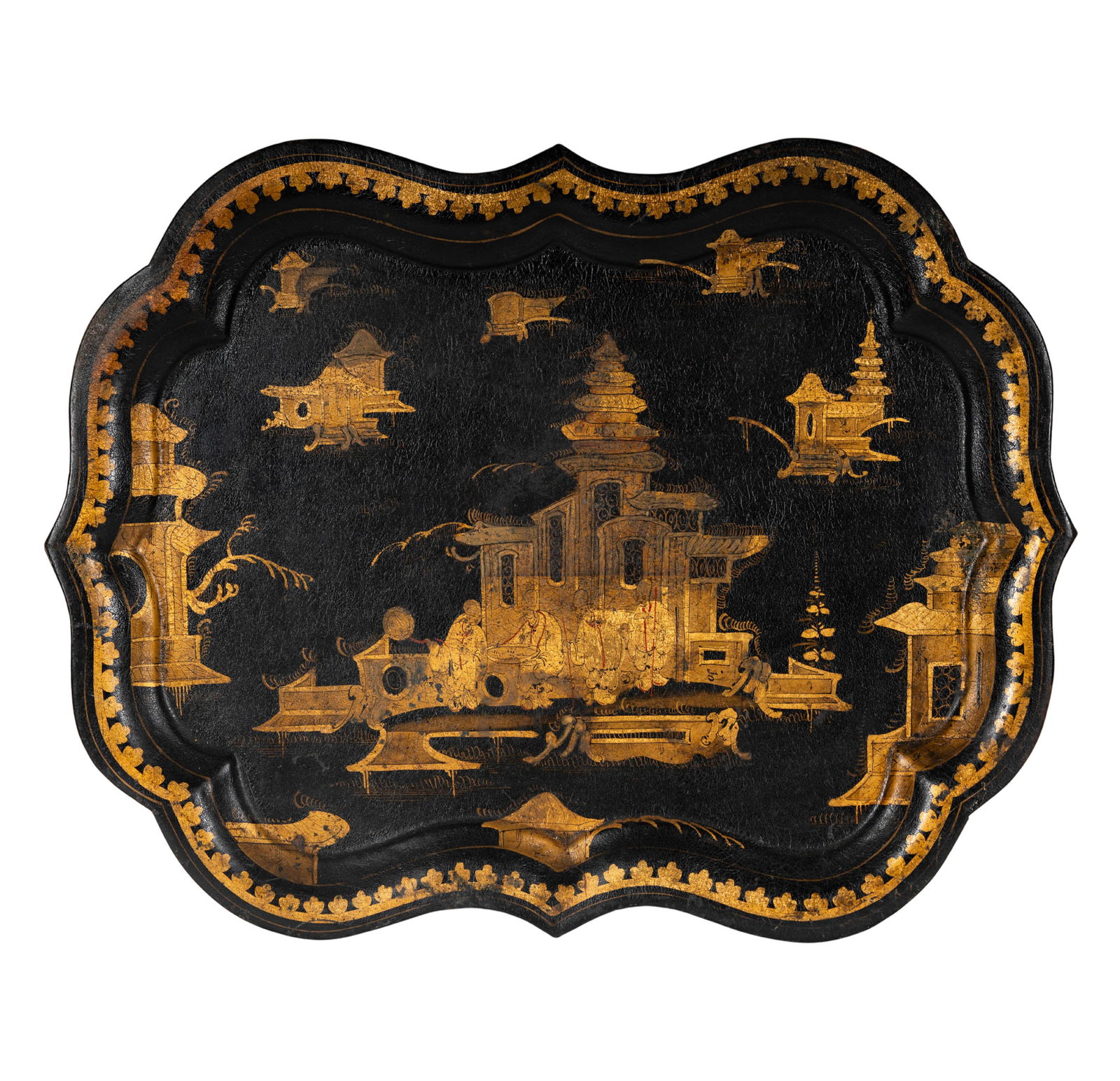 A Napoleon III Chinoiserie Black and GIlt Tole Peinte Tray (1 of 7)