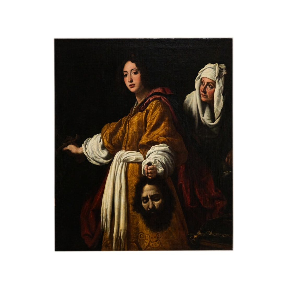 After Christofano Allori (1535 - 1607): Judith with the Head of Holofernes: oil on canvas, relined, 17th/18th century, 55 1/2 x 46 1/2 in., Frame: 66 1/4 x 57 1/4 in. Provenance: Property from a Santa Fe, New Mexico estate