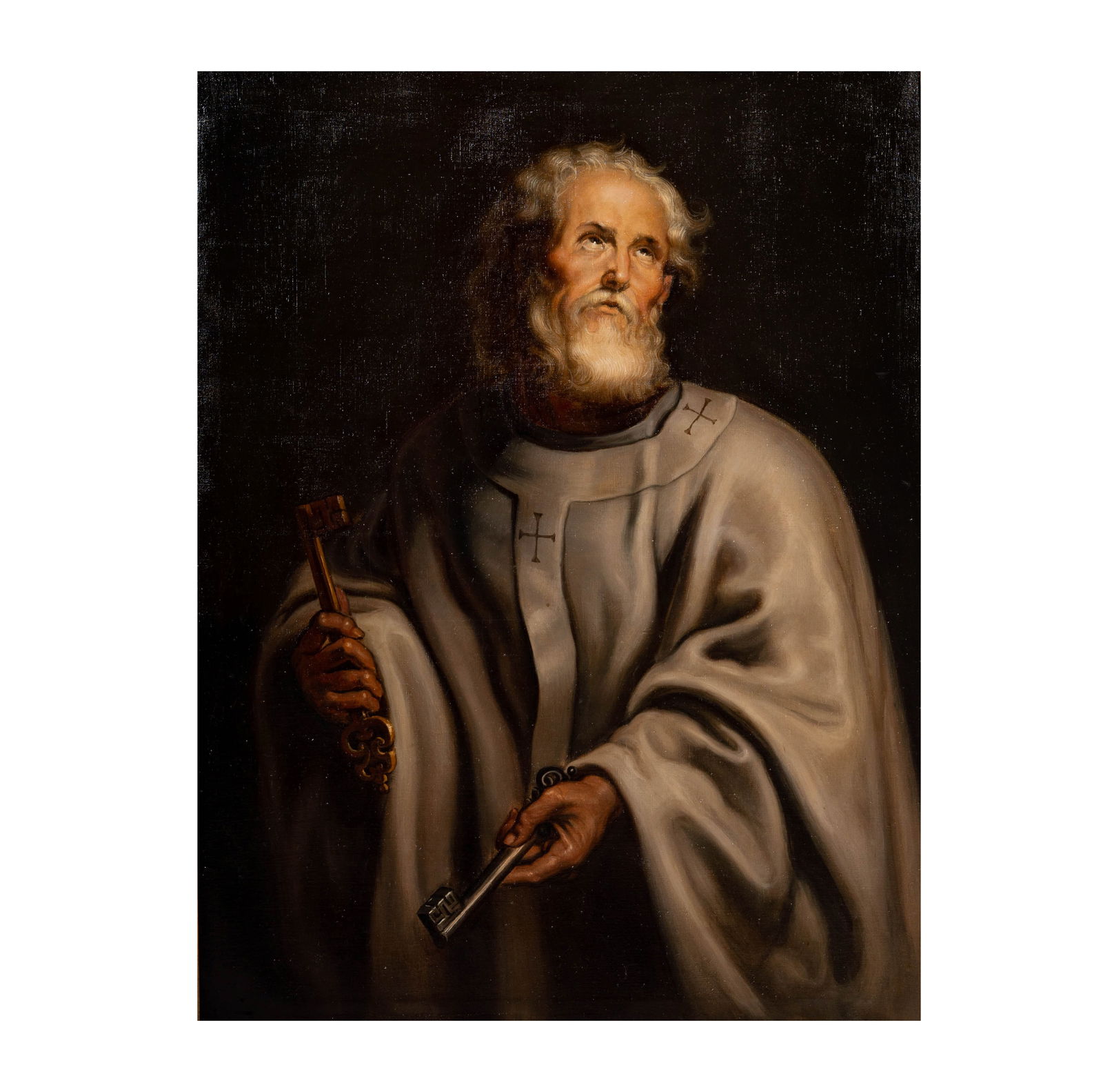 After Peter Paul Rubens: St. Peter: oil on canvas, 45 3/4 x 35 in., Frame: 53 x 42 1/4 in. Provenance: Property from a Santa Fe, New Mexico estate