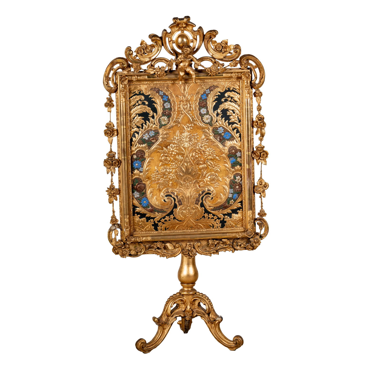 An Italian Gilt and Painted Wood Fire Screen (1 of 19)