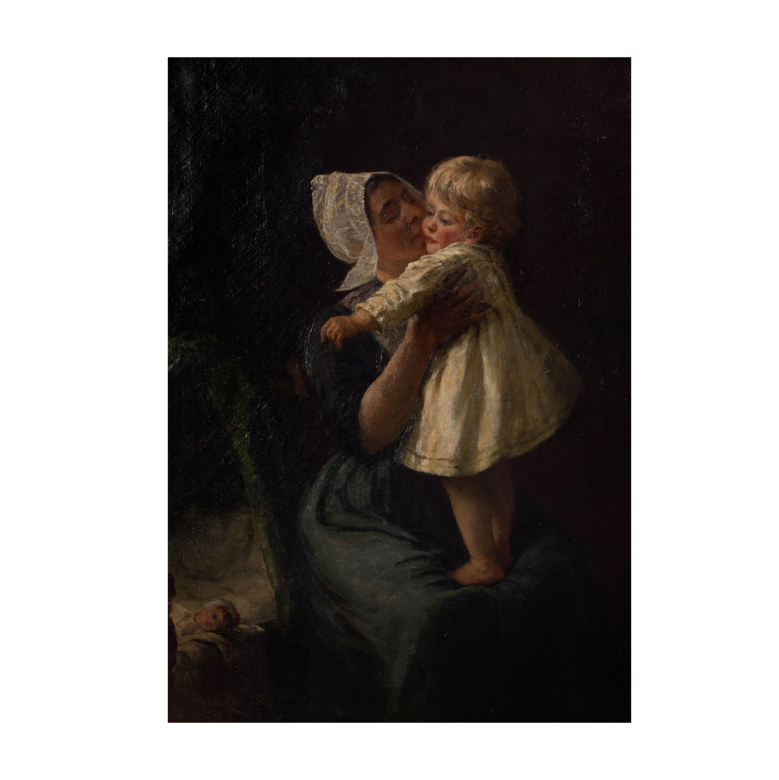 Anna Elizabeth Klumpke (1856-1942): Mother and Child: oil on canvas, 1903, signed and dated lower left, 48 x 36 in. (121.9 x 91.4 cm.) frame: 66 1/2 x 52 1/2 in. (168.9 x 133.4 cm.) Provenance: With A. Guinchard, Paris (label verso)