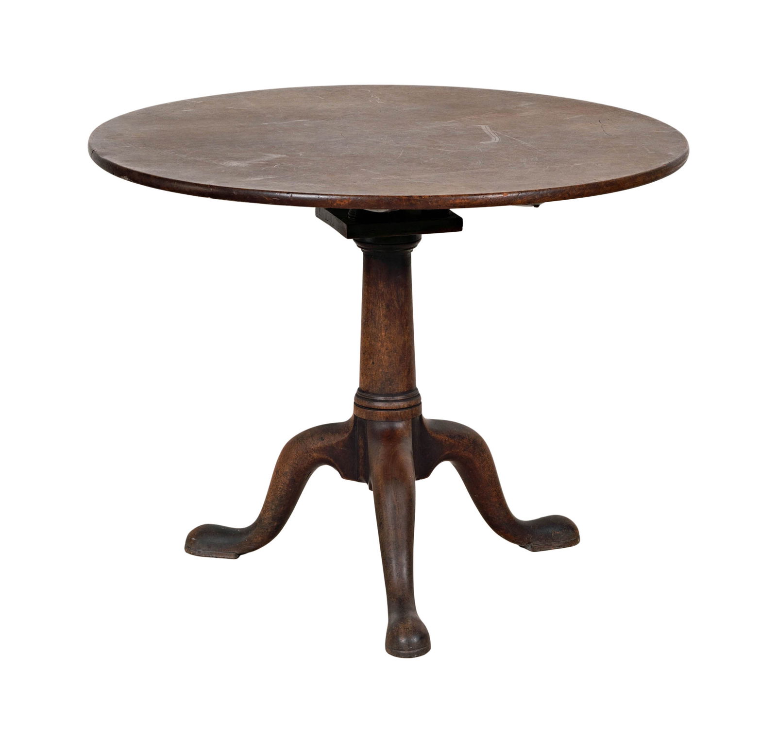 An Early Georgian Oak Birdcage Tripod Table: 18th century, 28 x 36 in.