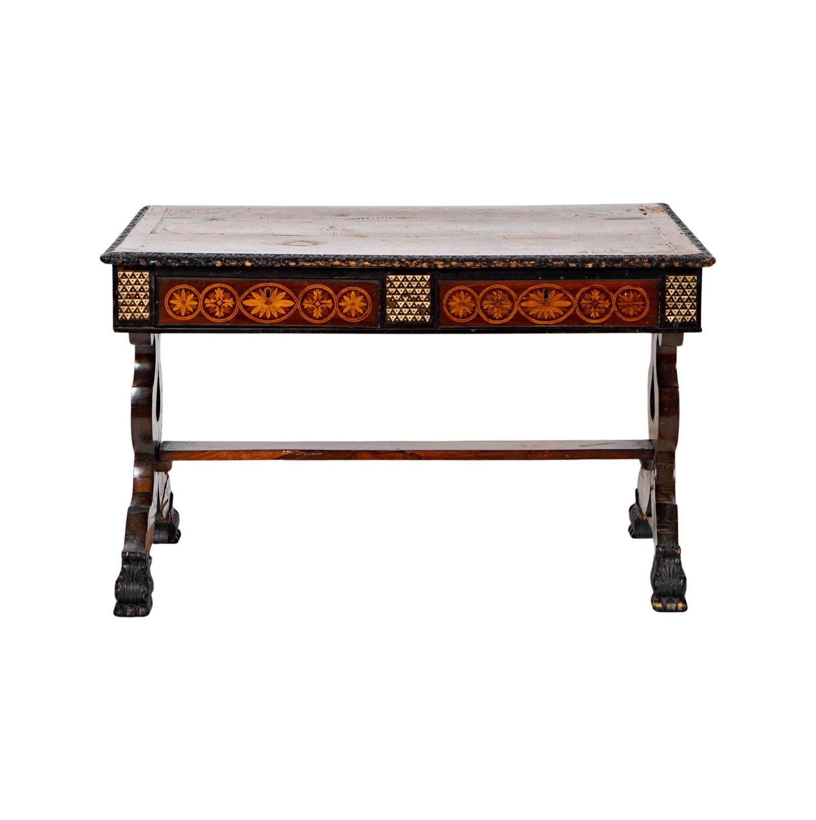 A William and Mary style Inlaid Walnut Trestle Table (1 of 20)