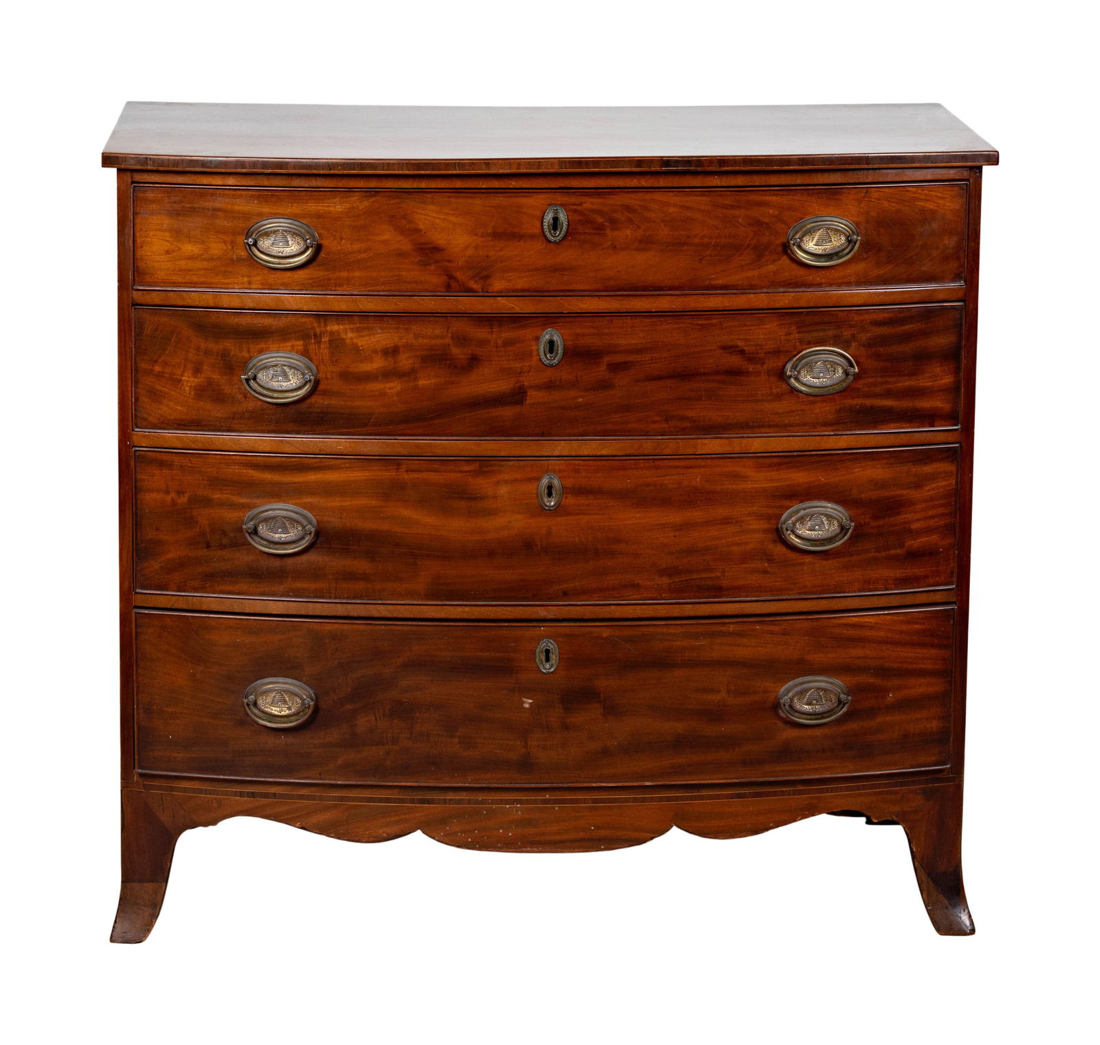 An English Mahogany Bowfront Chest of Drawers (1 of 8)