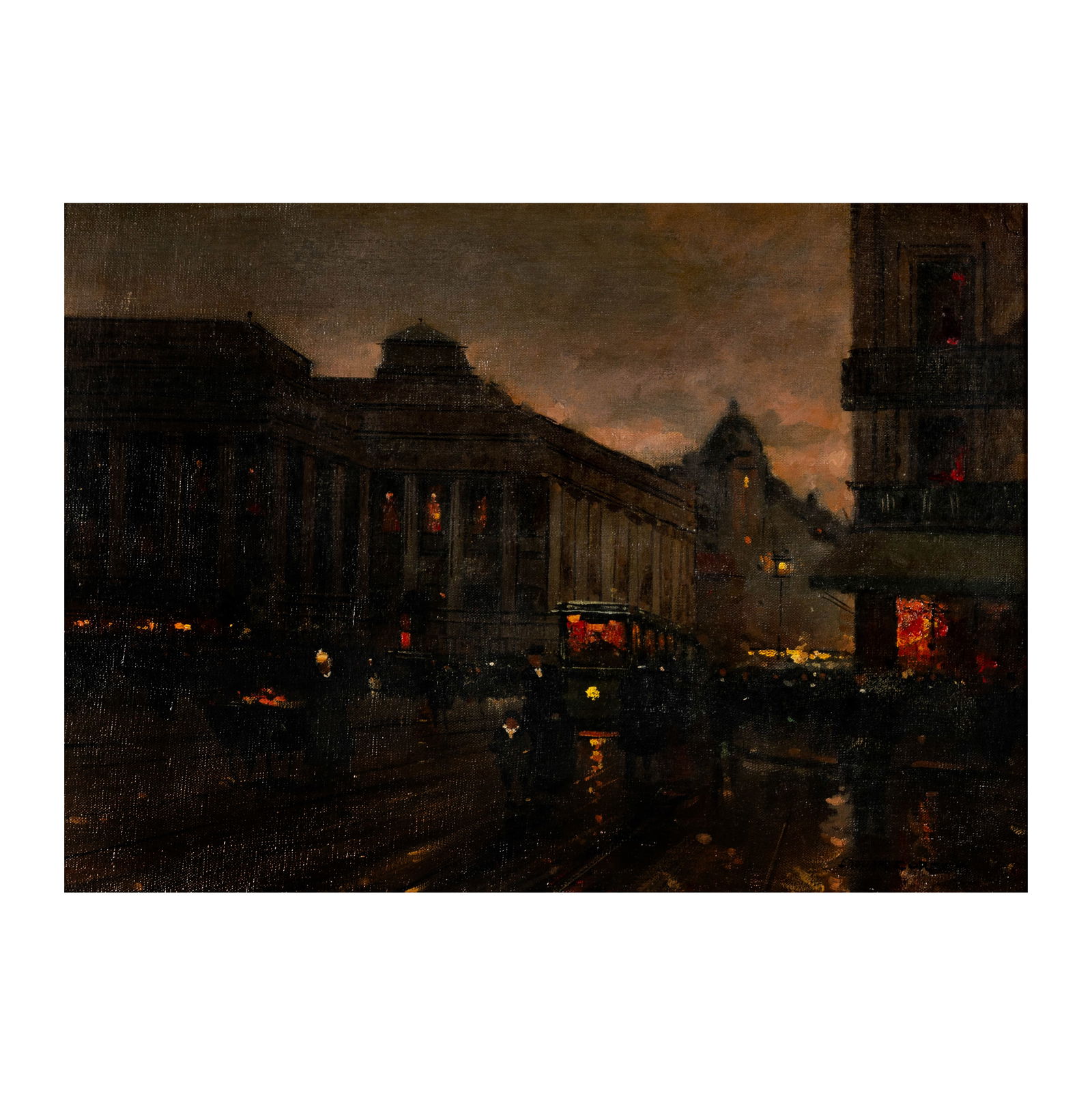 Edouard Leon Cortes (1882 - 1969): Parisian Street Scene at Dusk (1 of 9)