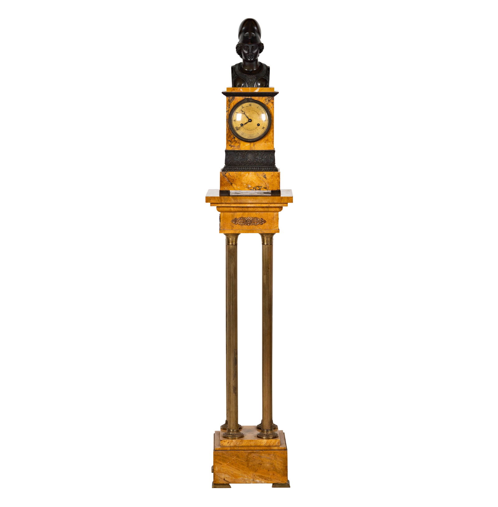An Empire Bronze and Sienna Marble Mantel Clock on Pedestal (1 of 19)