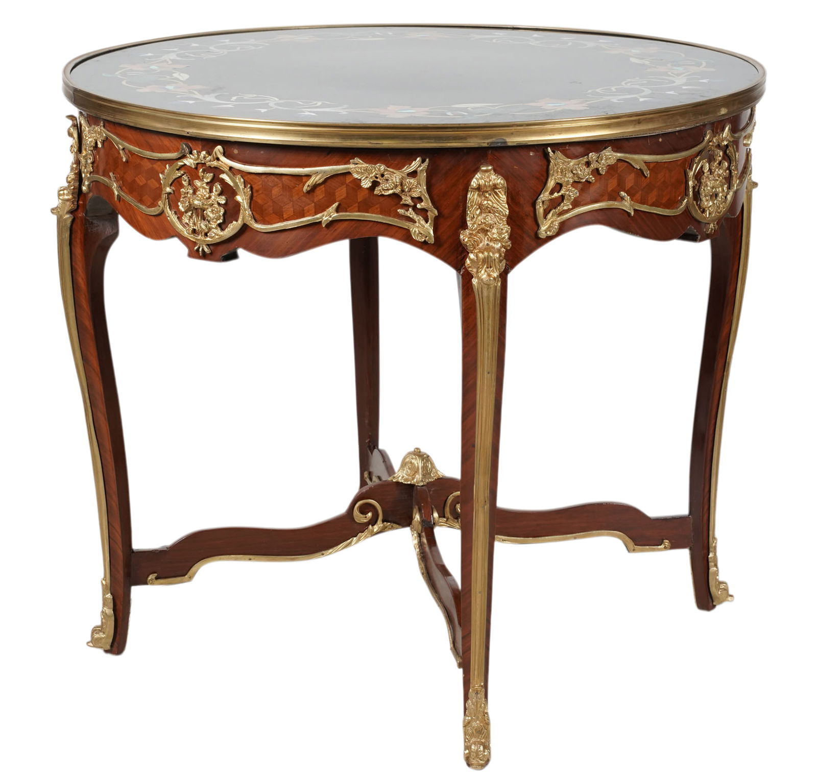 A Pair of Louis XV-Style Tables With Inlaid Stone Tops (1 of 15)