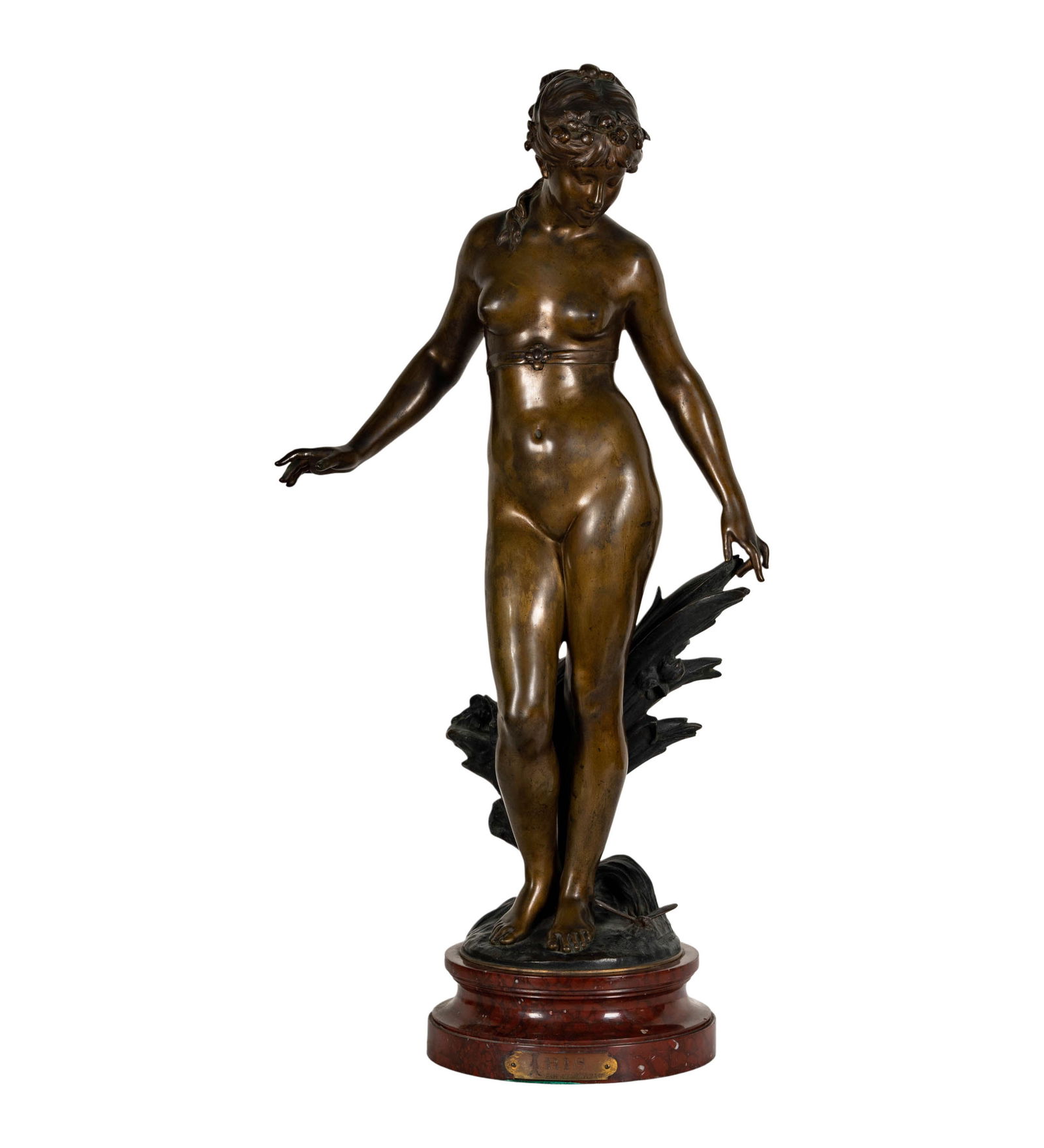 After Auguste Moreau (1834 - 1917): Iris: 28 1/4 x 15 x 7 in., overall: 31 3/4 in. high