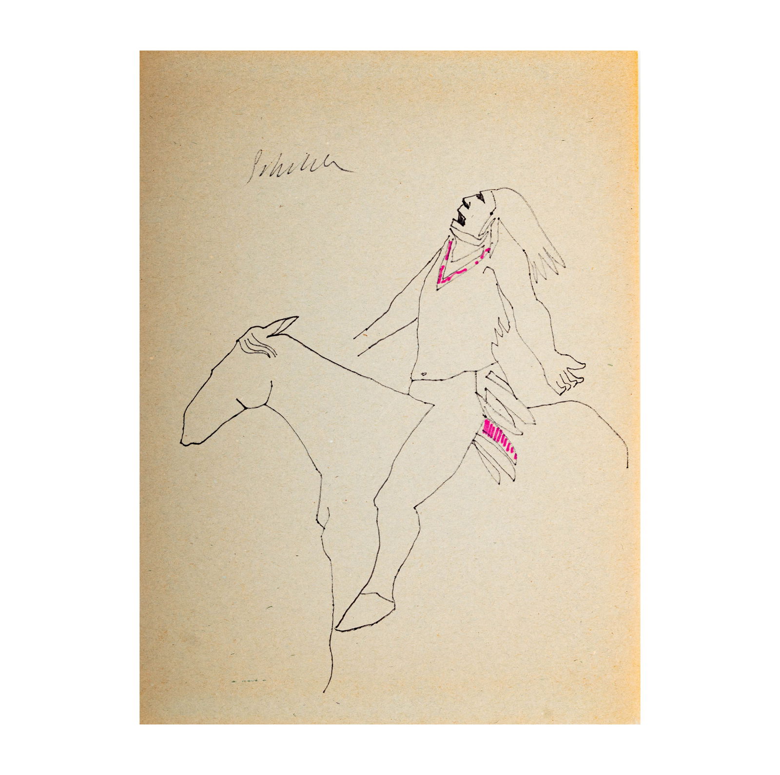 Fritz Scholder (1937 - 2005): Screaming Indian on Horseback (1 of 8)