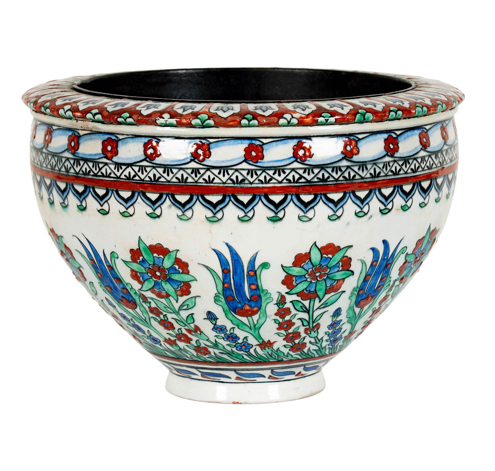 Edme Samson (1810-1891): Iznik-Style Pottery Jardiniere (1 of 12)