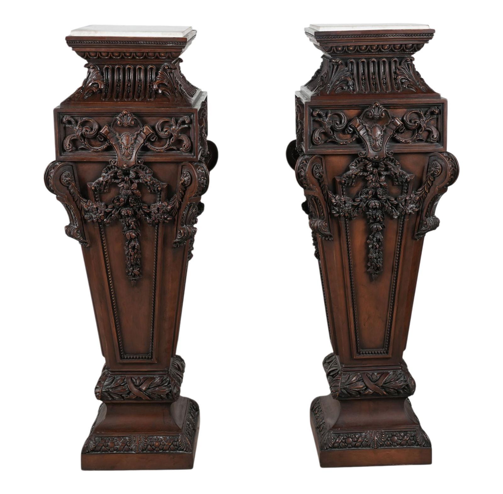 A Pair of Carved Wood Pedestals (1 of 12)