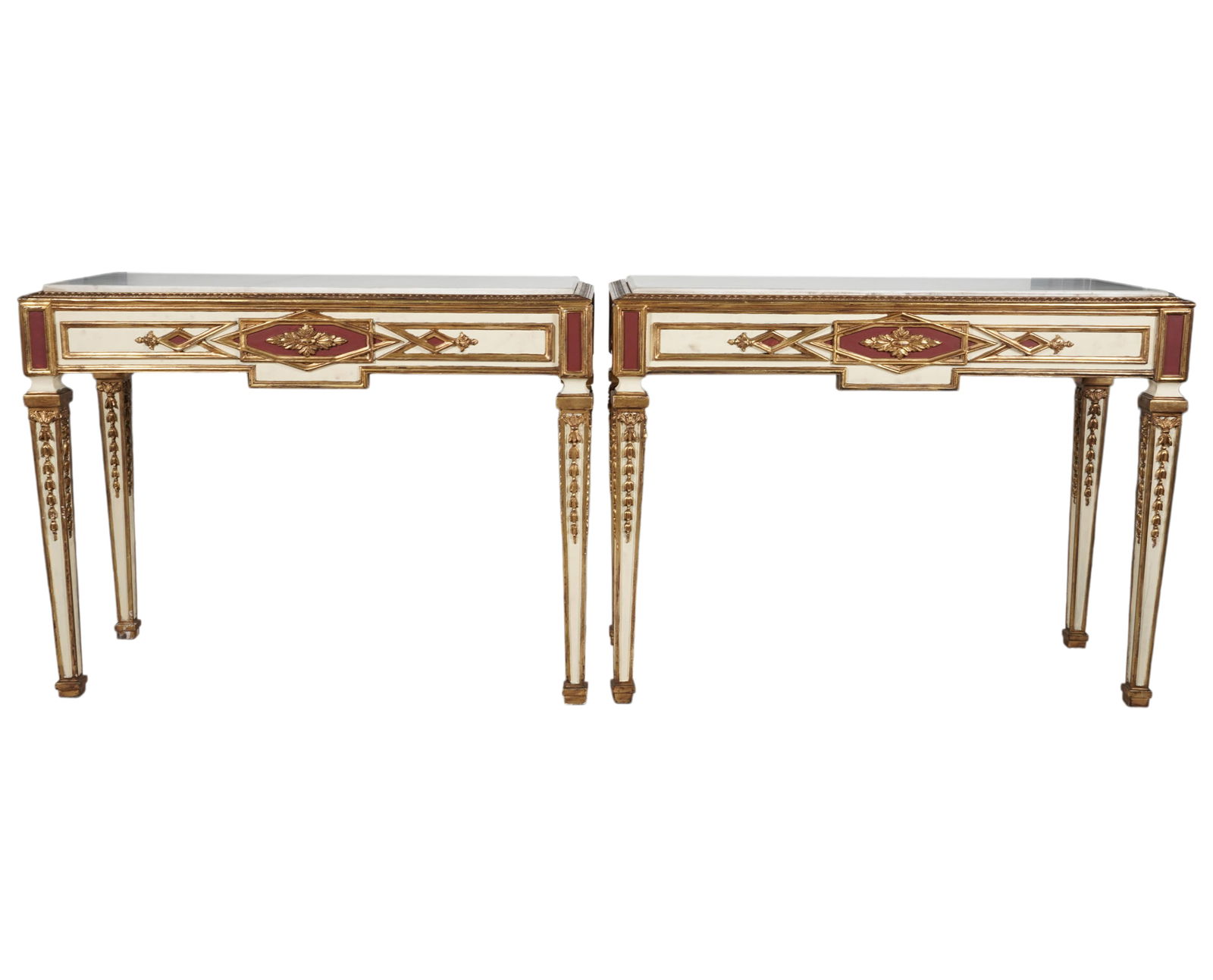 A Pair of Neoclassical-Style Marble-Top Console Tables (1 of 13)