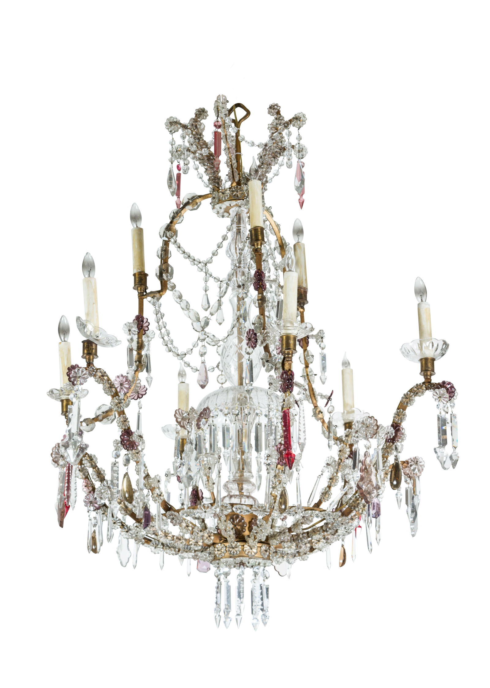 A Sicilian Gilt Bronze and Colored Crystal Chandelier (1 of 5)
