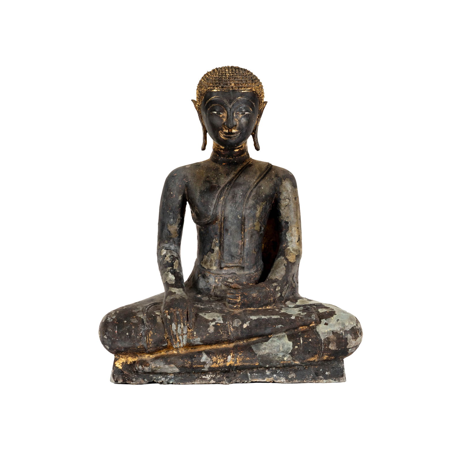 A Thai Gilt Bronze Figure of Buddha: 22 1/2 x 18 x 9 1/2 in. Provenance: Property from a Santa Fe, New Mexico Estate