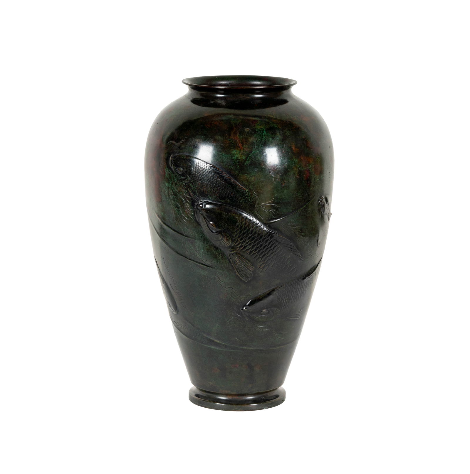 A Japanese Bronze Vase: signed to underside, 17 3/4 in. high