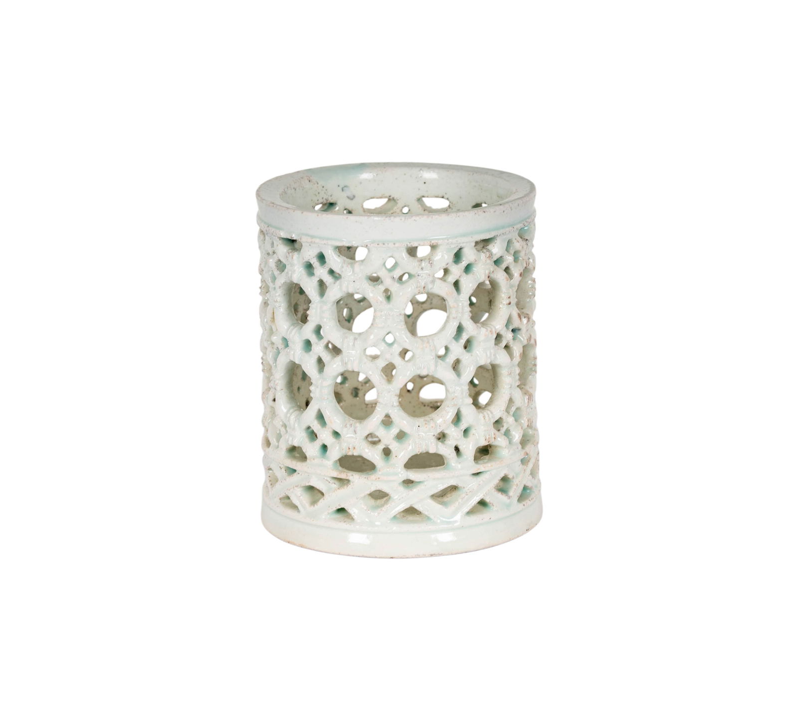 A Very Rare Korean Reticulated Brush Holder: 18th century, 4 3/4 in.