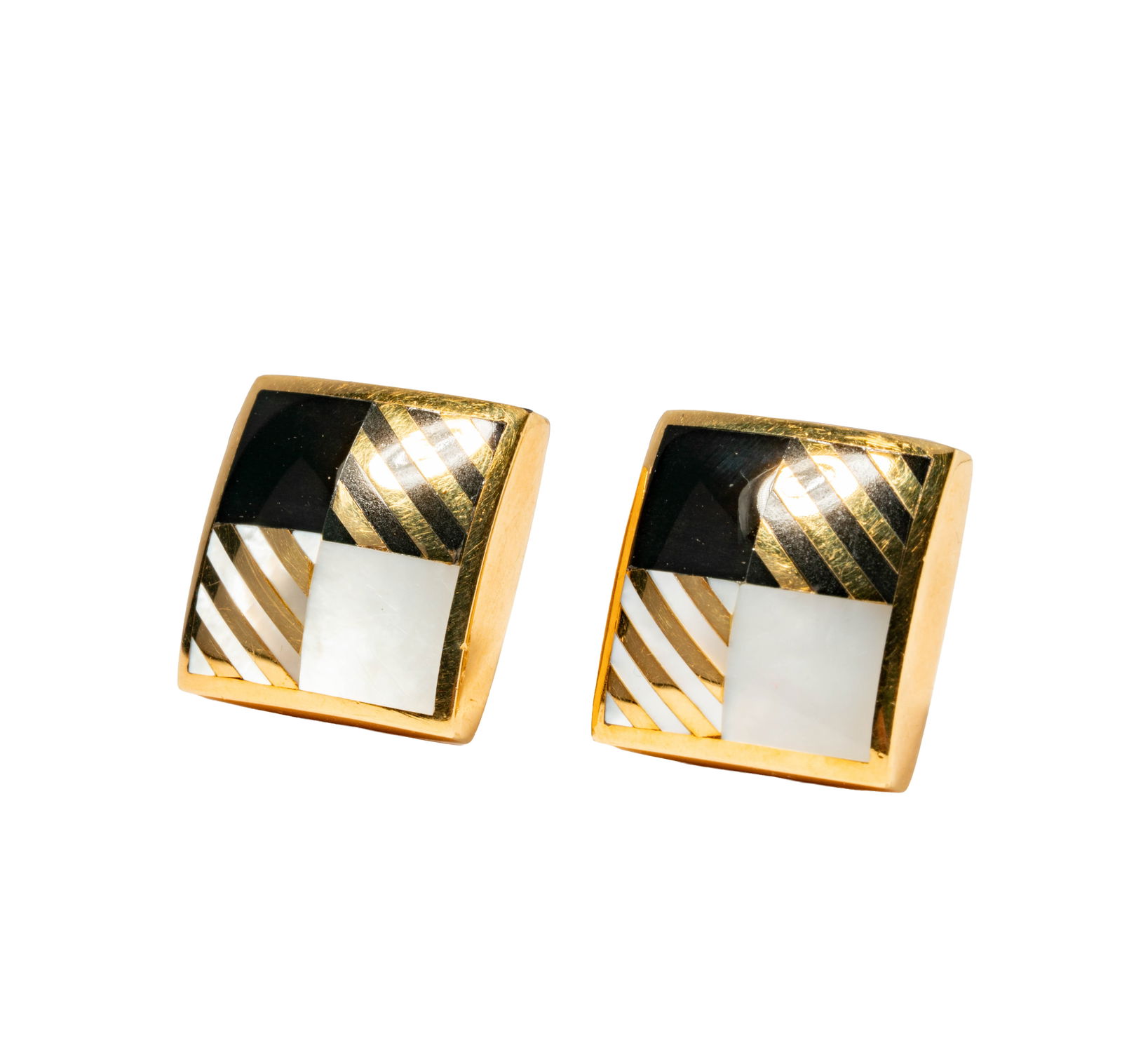 Tiffany & Co. Angela Cummings 18 Karat Yellow Gold, Black Jade, & Mother-of-Pearl Earrings (1 of 9)