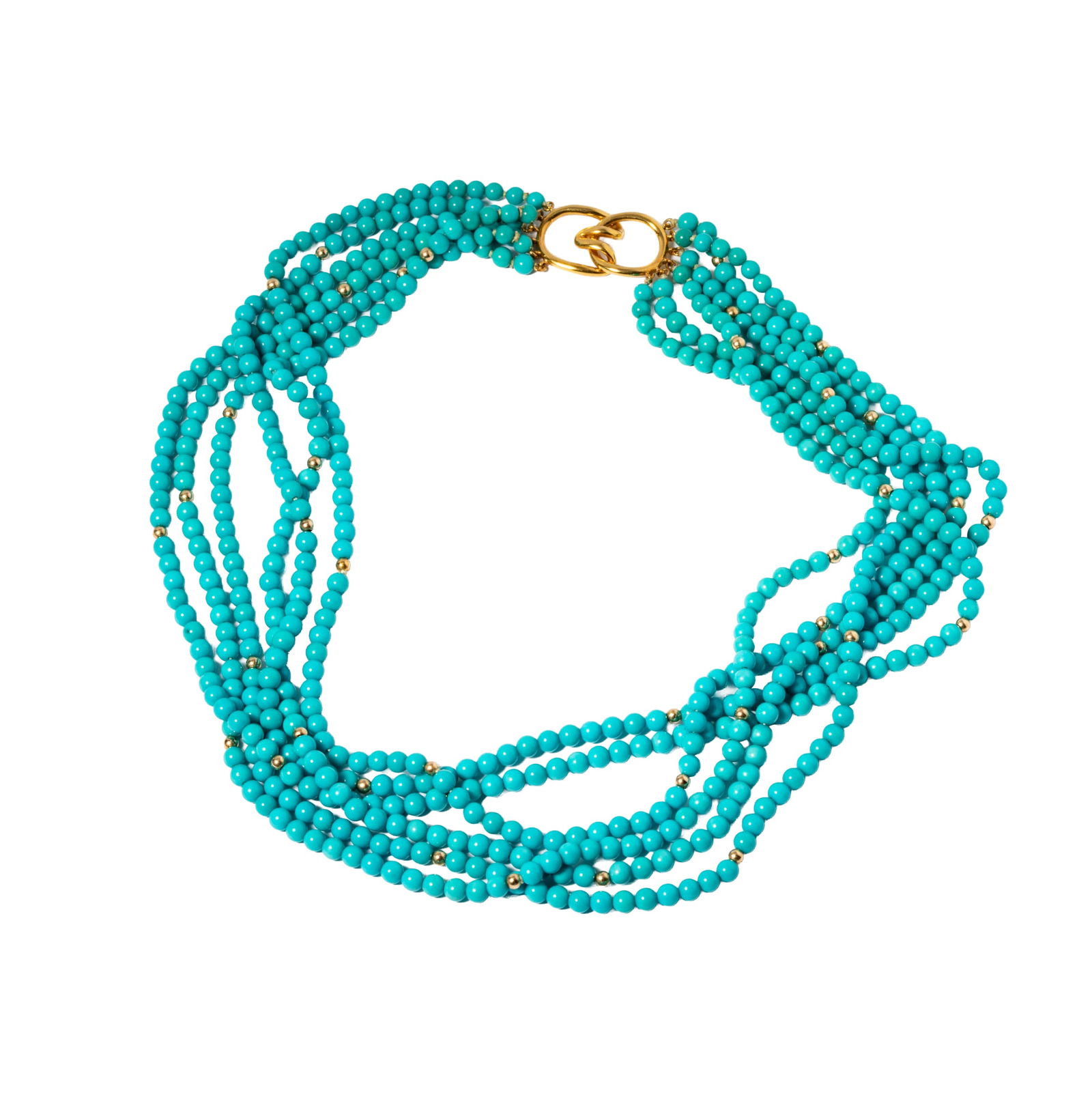 Tiffany & Co. 18 Karat Yellow Gold and Turquoise Necklace (1 of 9)
