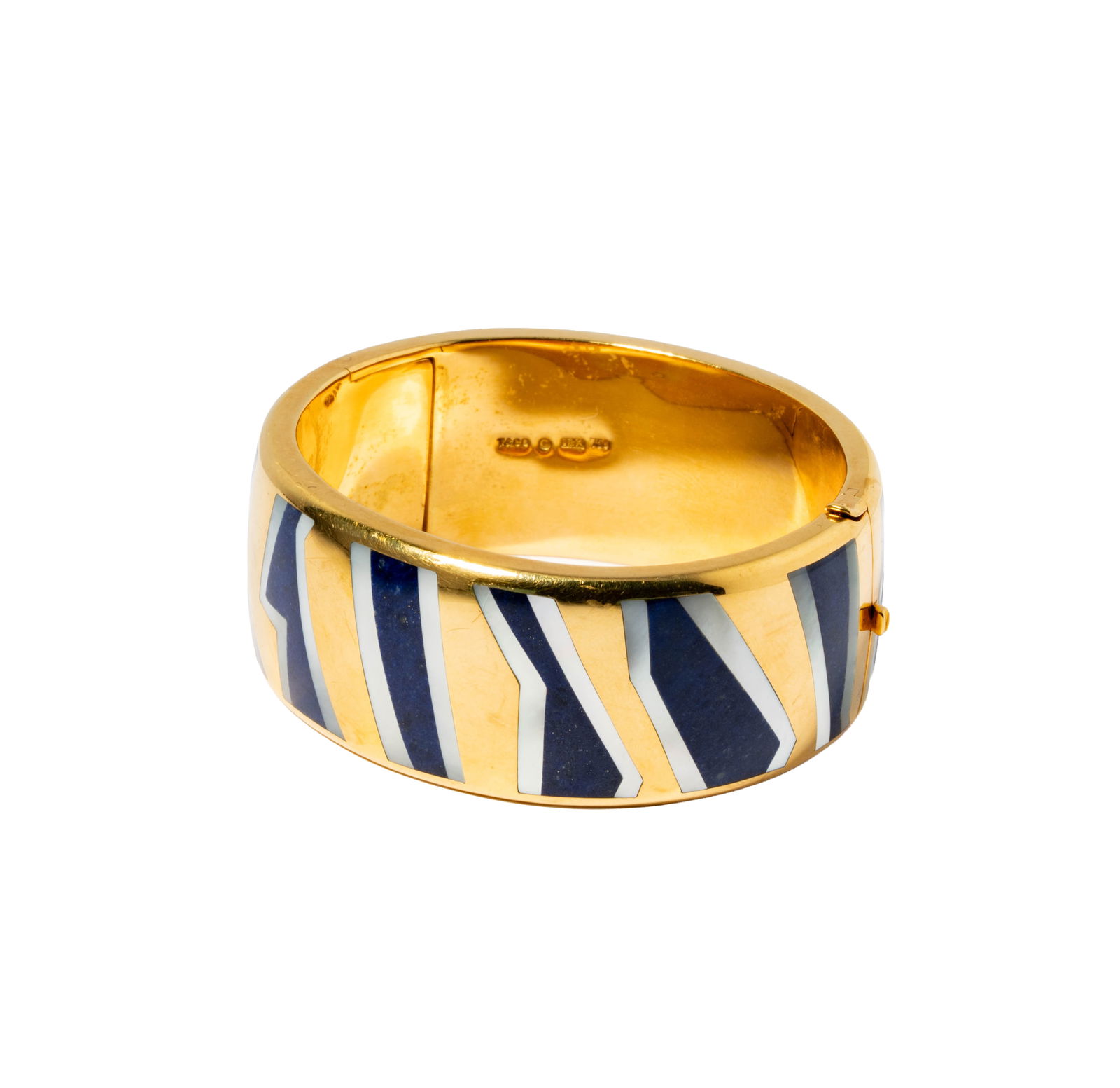 Angela Cummings for Tiffany & Co. 18 Karat Yellow Gold, Lapis Lazuli and Mother-of Pearl Bangle (1 of 9)