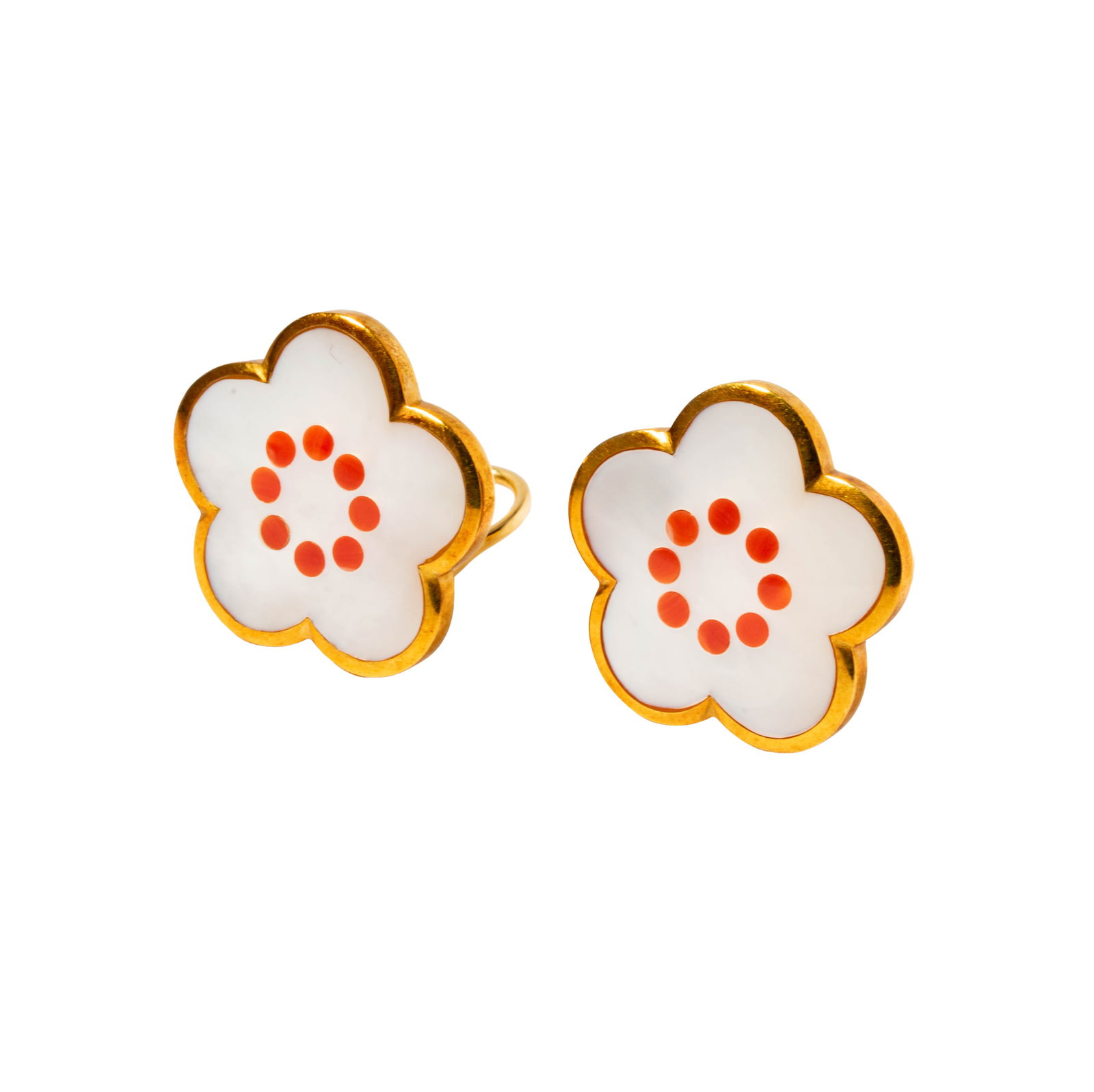Tiffany & Co. Angela Cummings 18 Karat Yellow Gold, Coral, and Mother-of-Pearl Earrings (1 of 7)