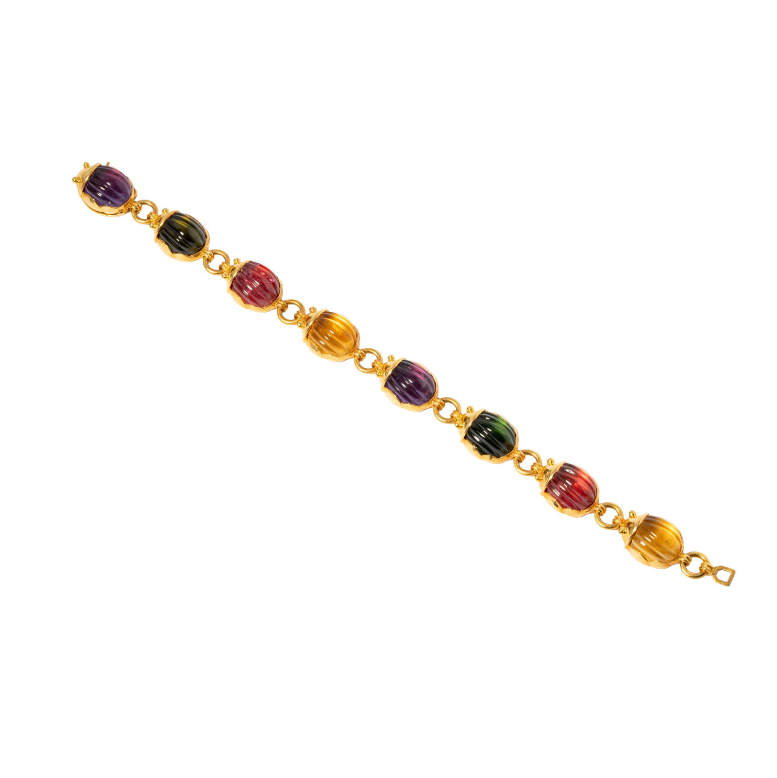 Tiffany & Co. 18 Karat Yellow Gold and Multi-Stone Scarab Bracelet (1 of 9)