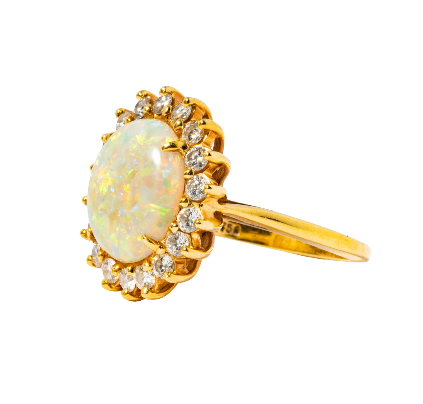 Tiffany & Co. 18 Karat Yellow Gold, Opal and Diamond Ring (1 of 7)