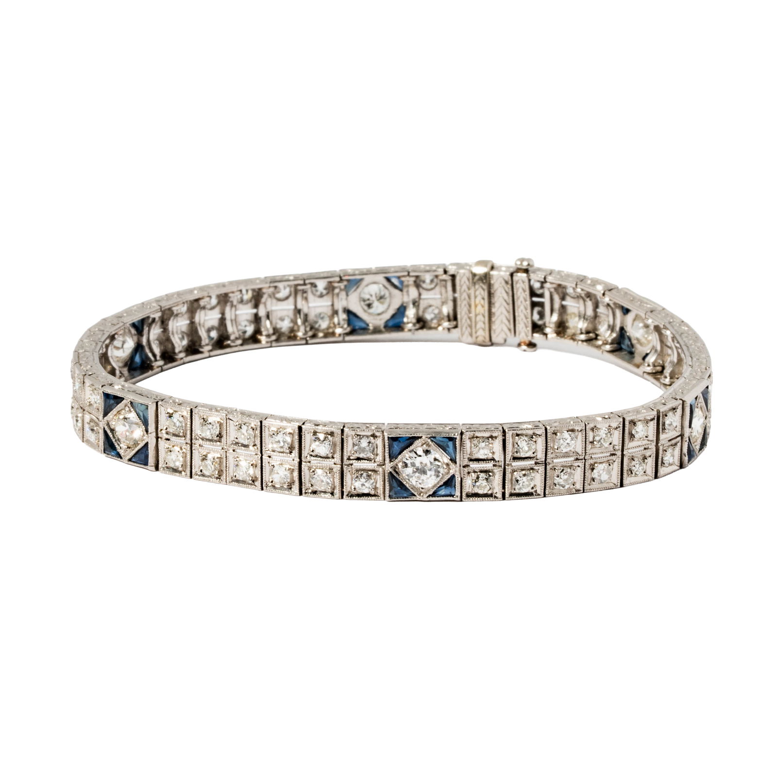 Platinum, Diamond and Sapphire Bracelet (1 of 11)