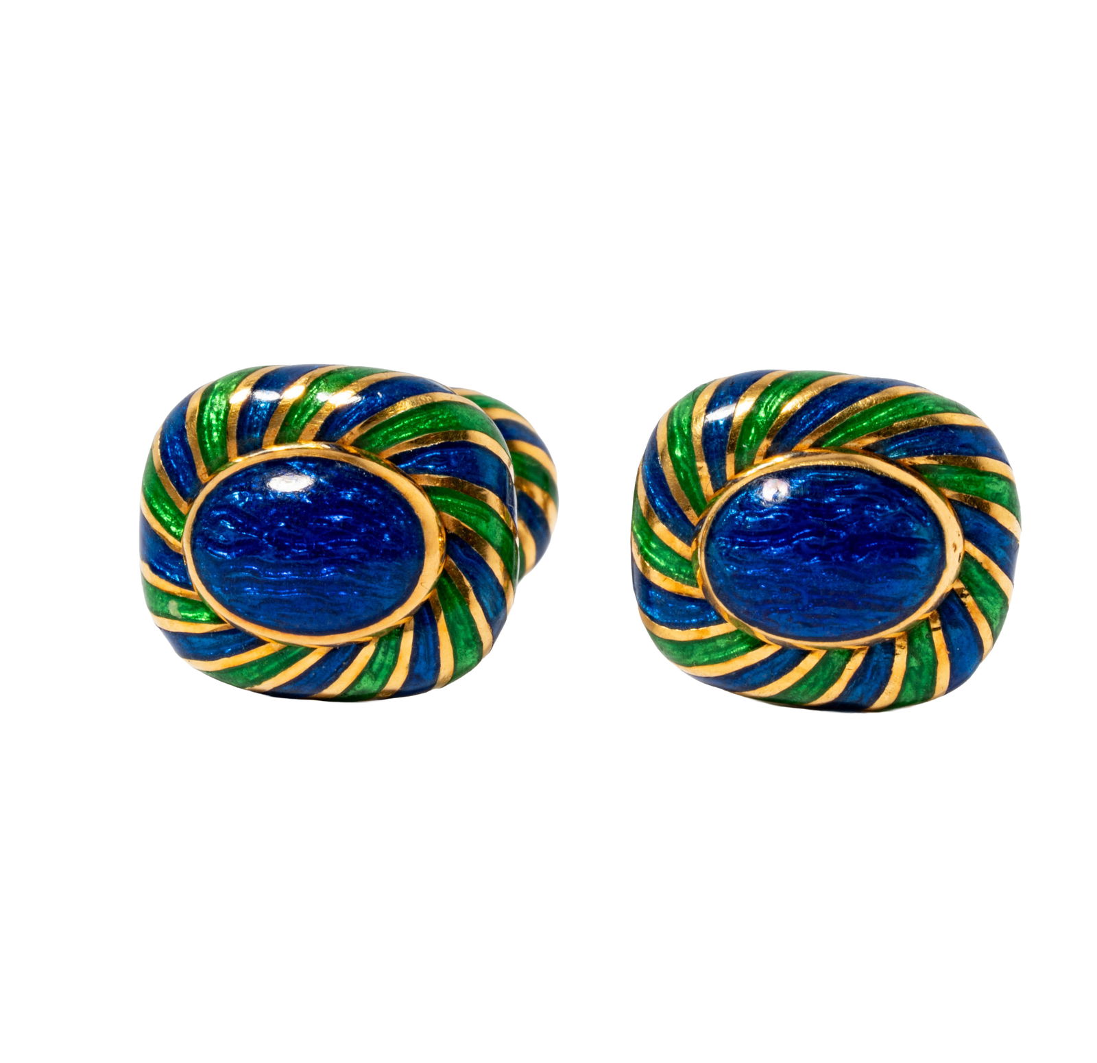 David Webb 18 Karat Yellow Gold and Enamel Cufflinks (1 of 9)