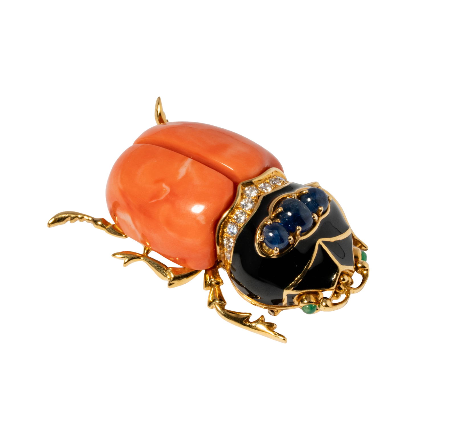 David Webb, 18 Karat Yellow Gold Gem-set Beetle Brooch/Pendant (1 of 10)