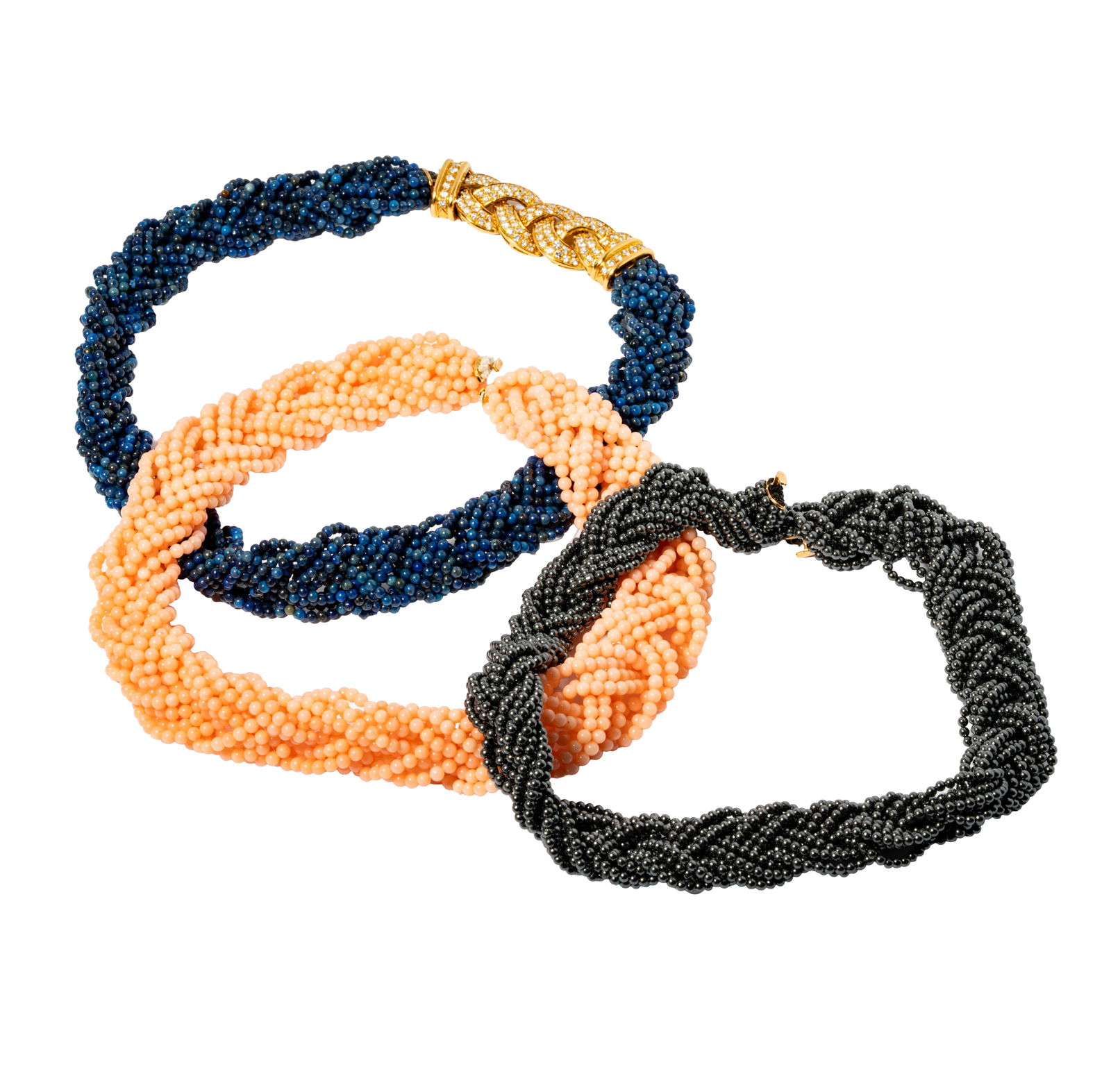 Van Cleef & Arpels 18 Karat Yellow Gold, Diamond, and Multi-Stone Interchangeable Torsade Necklace (1 of 9)