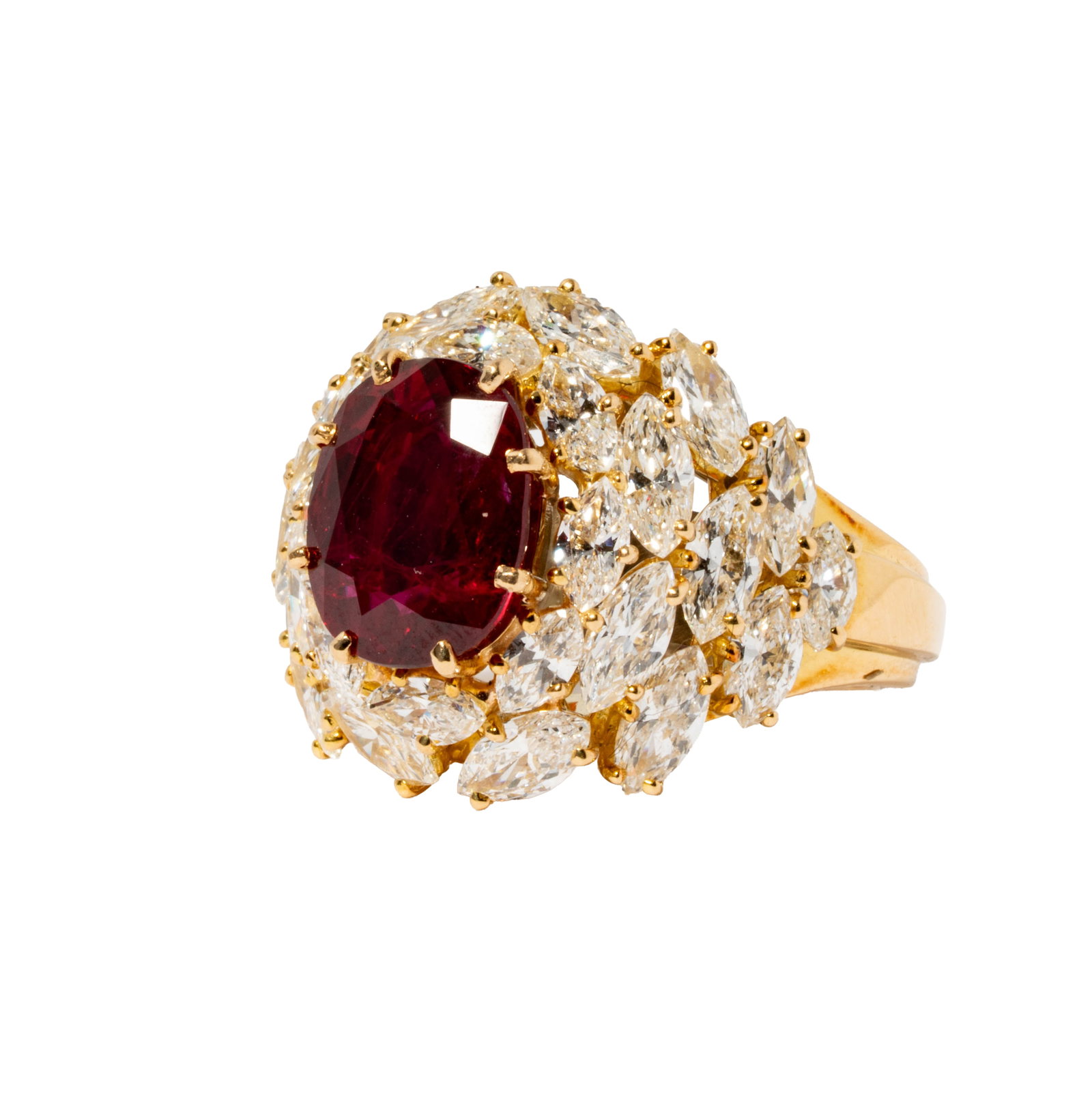 French 18 Karat Yellow Gold Diamond and Ruby Ring (1 of 10)