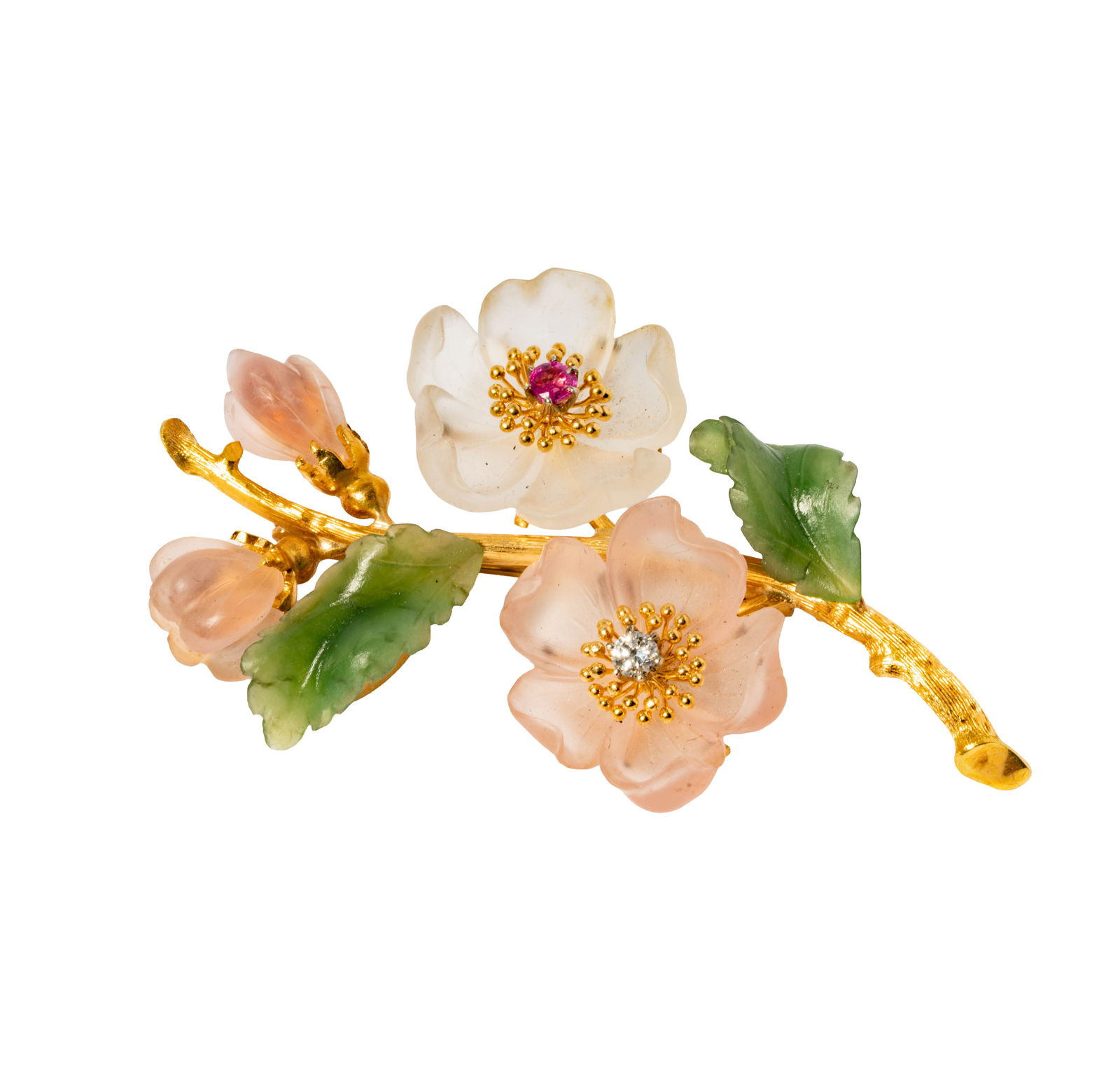 18 Karat Yellow Gold and Multi-Stone Floral Brooch (1 of 10)
