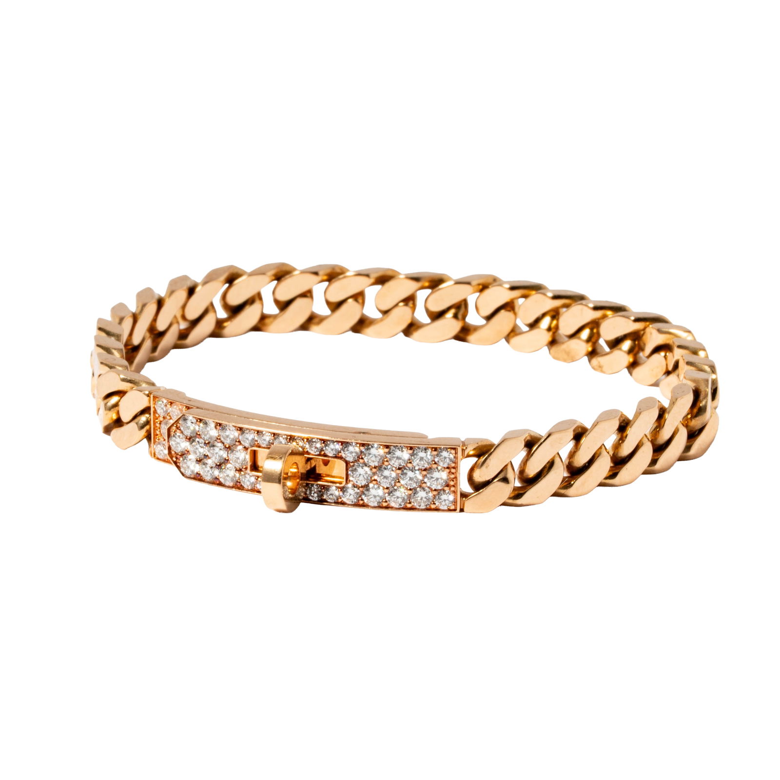 Hermes 18 Karat Rose Gold & Diamond 'Kelly Gourmette' Bracelet (1 of 11)