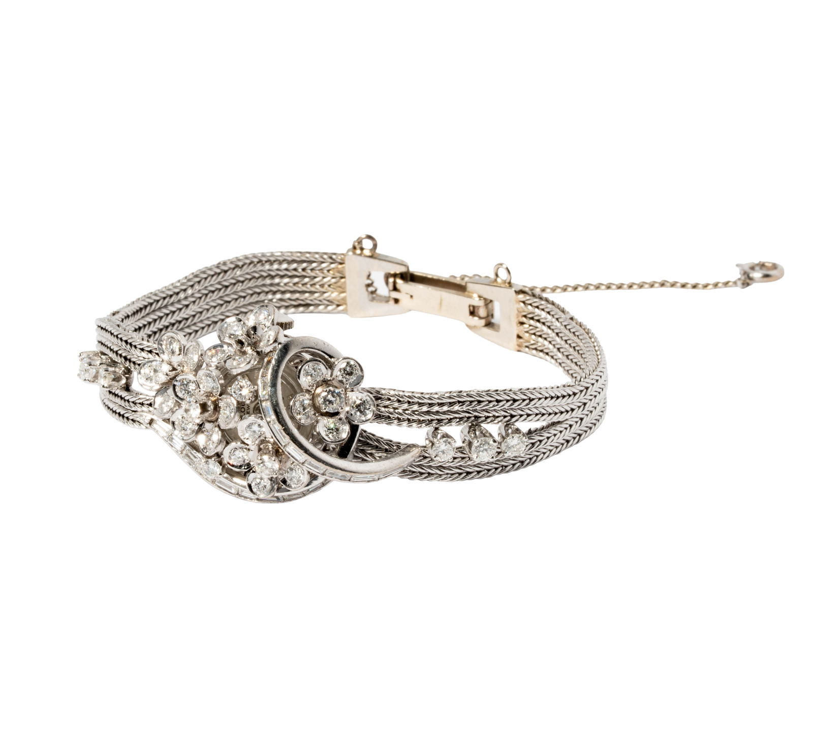 Eloga, 14 Karat White Gold, Diamond Flower Lady's Watch (1 of 12)