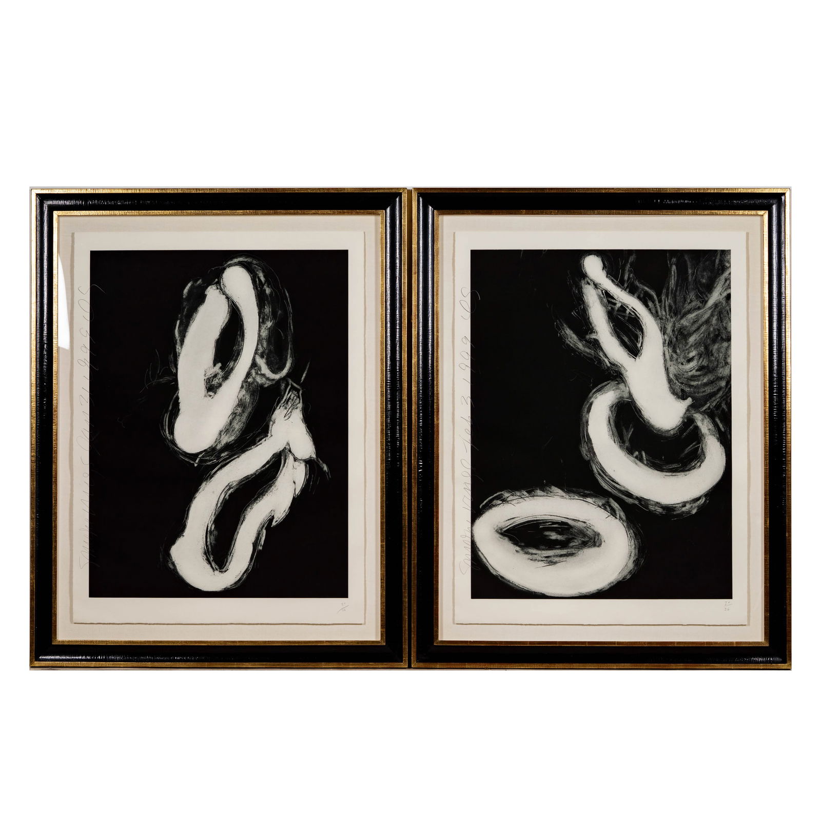 Donald Sultan (b. 1951): Smoke Rings (Two Works): each: aquatint and etching, 1999,ed. 24/26, signed, titled, dated and numbered in pencil, sheet: 43 x 32 in., frame:53 x 41 1/2 in.