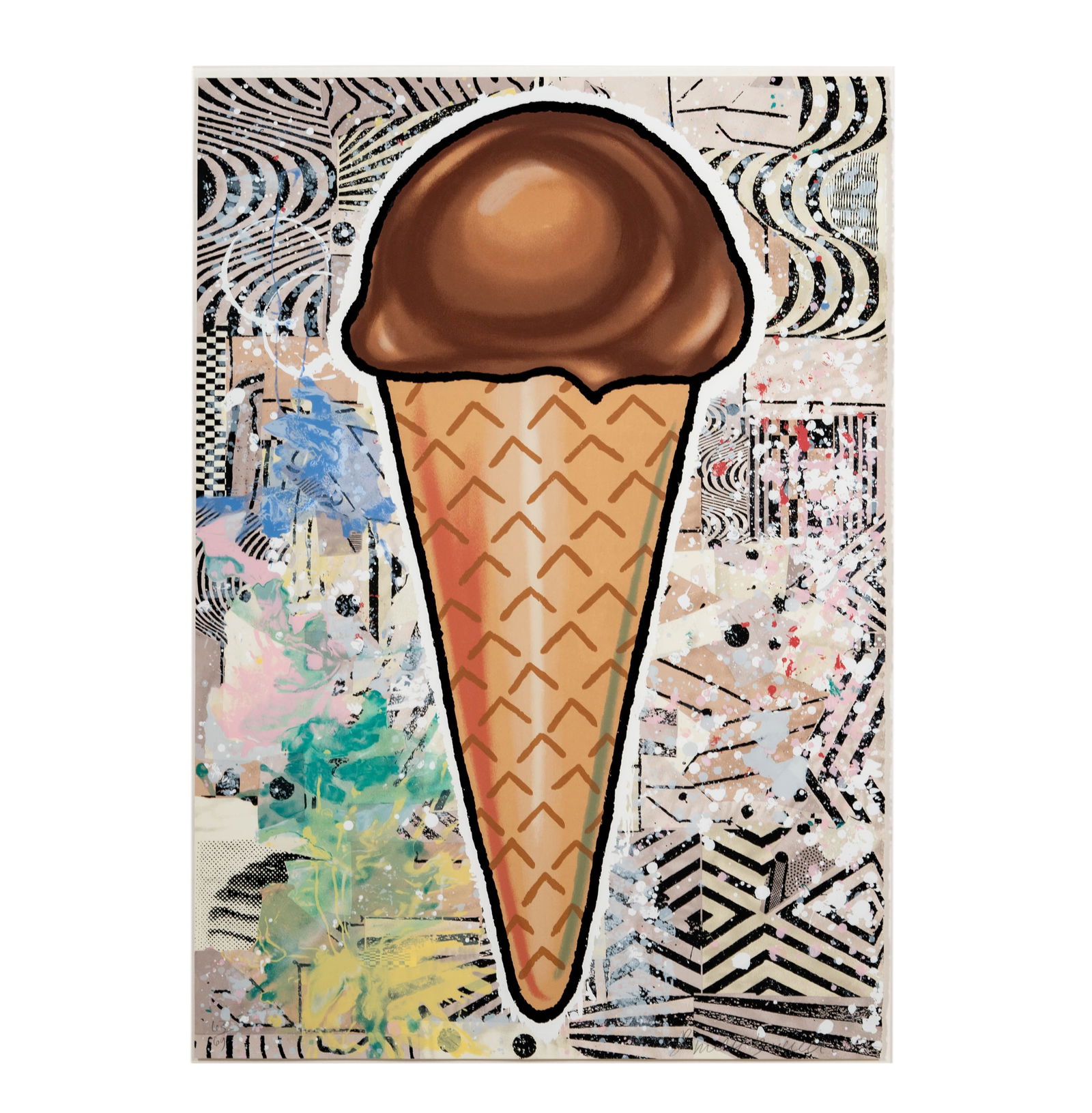 Donald Baechler (1956-2022): Chocolate Cone: screenprint in colorson wove paper,2007,ed. 63/69, signed and numbered in pencil to lower edge, published by Pace Editions, Inc., New York, sheet: 58 x 40 1/4 in., frame:63 x 46 in.