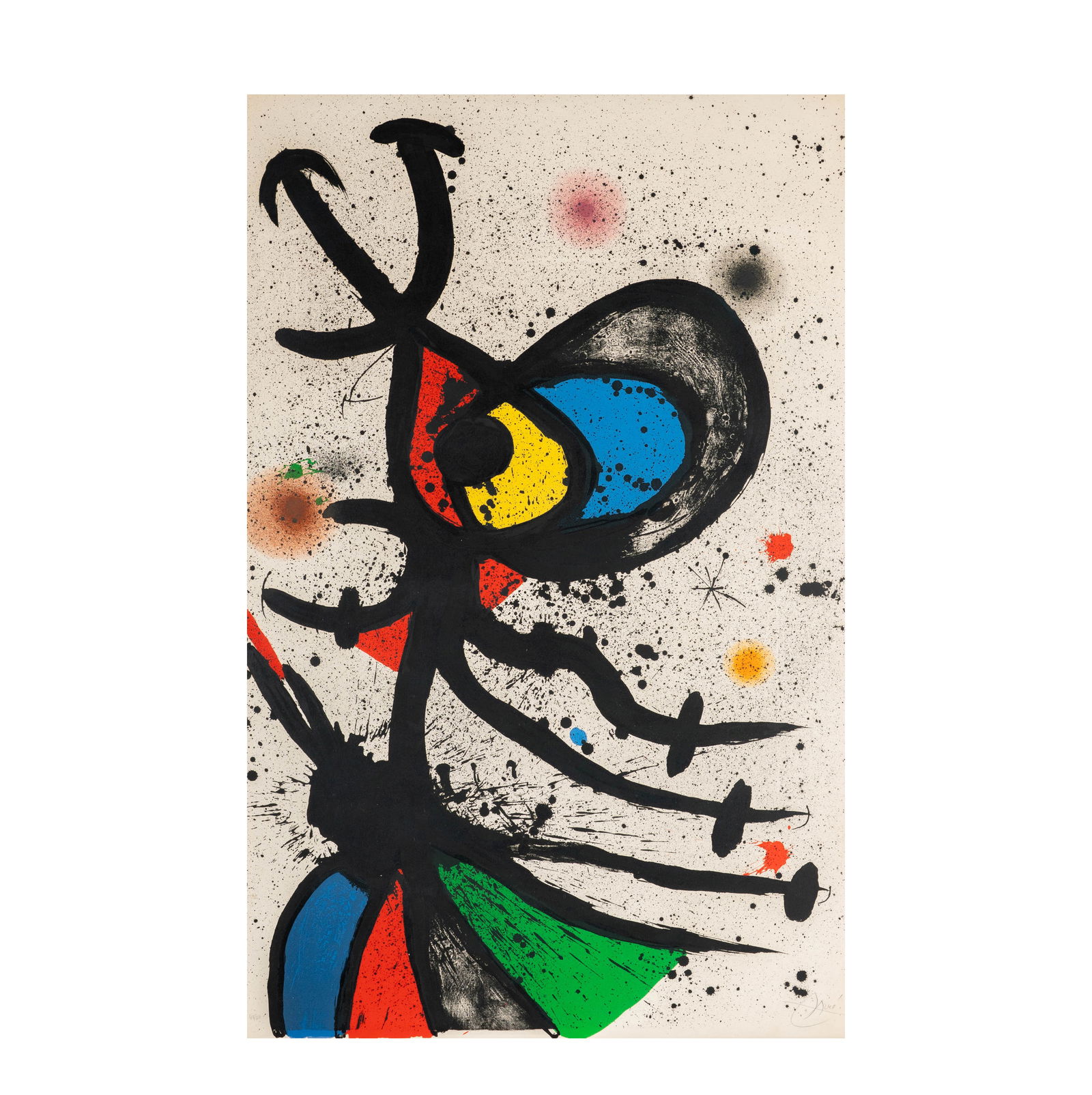 Joan Miro (1893 - 1983): La Presidente Nymphomane: [M. 698], color lithograph on Arches, 1971, ed. 48/50, signed and numbered in pencil, published by Maeght, Paris, Sight: 47 x 30 in., Frame: 55 x 38 1/4 in.
