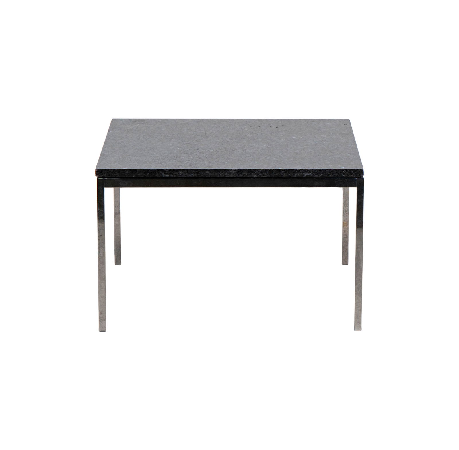 A Knoll End Table: 1950s, with granite top, 17 x 26 3/4 x 26 3/4 in.