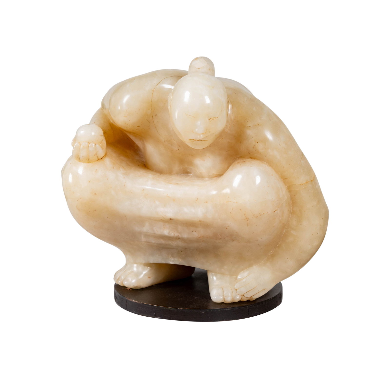 Francisco Zuniga (1912 - 1998): Crouching Woman: carved onyx, 1966, signed and dated, 13 3/4 x 14 in. Provenance: From the Estate of Richard and Diana Basehart, purchased directly from the artist.