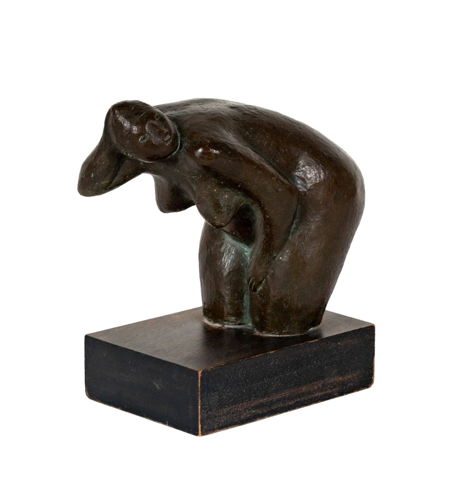 Francisco Zuniga (1912 - 1998): Woman Bathing: bronze with brown patina, on wooden plinth, 1962, signed and dated in casting, 6 in. high Provenance: From the Estate of Richard and Diana Basehart